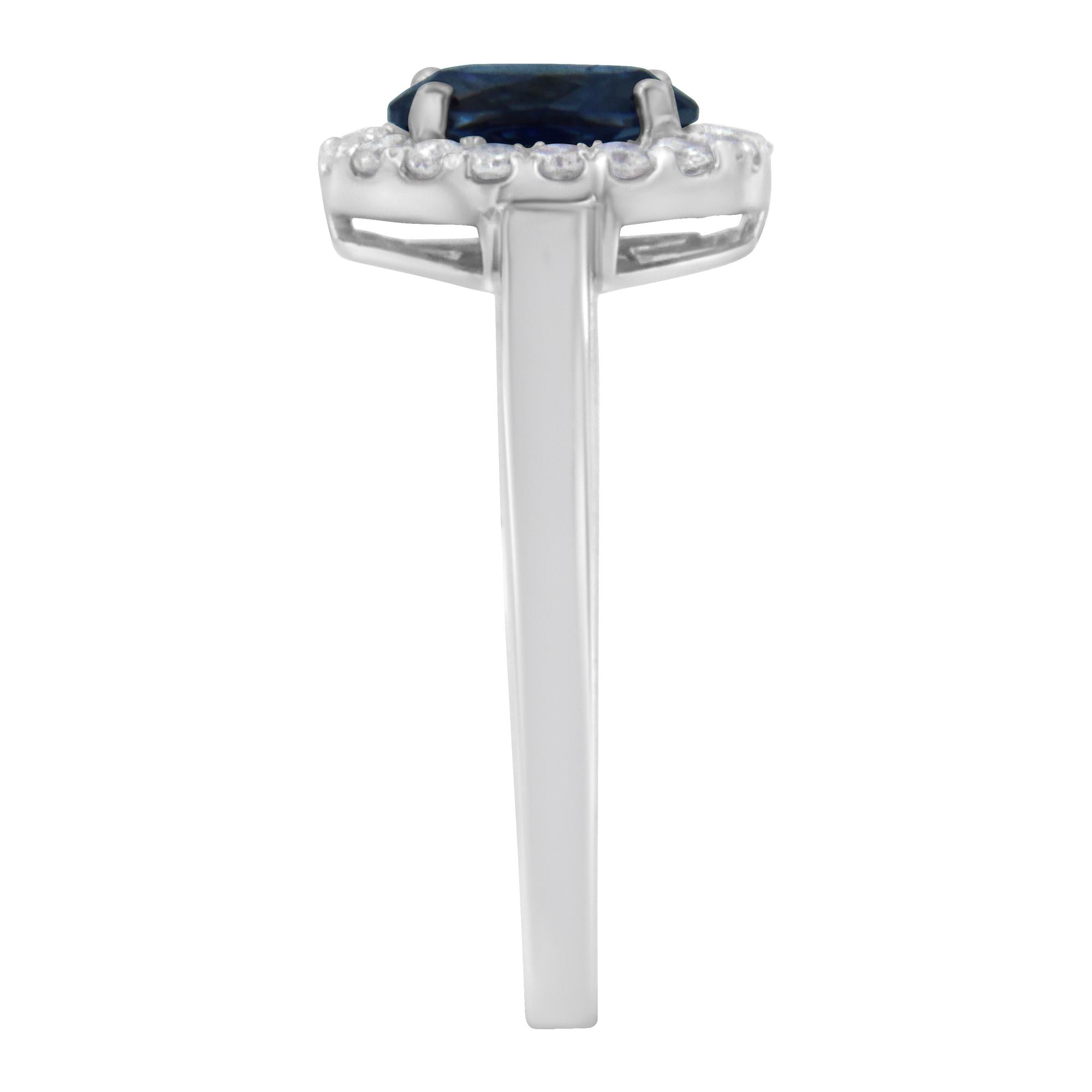 10K White Gold 1/5 Cttw Round Diamond and Prong Set 7MM Gemstone Halo Cocktail Ring (H-I Color, I1-I2 Clarity) - Friggin Jewelry