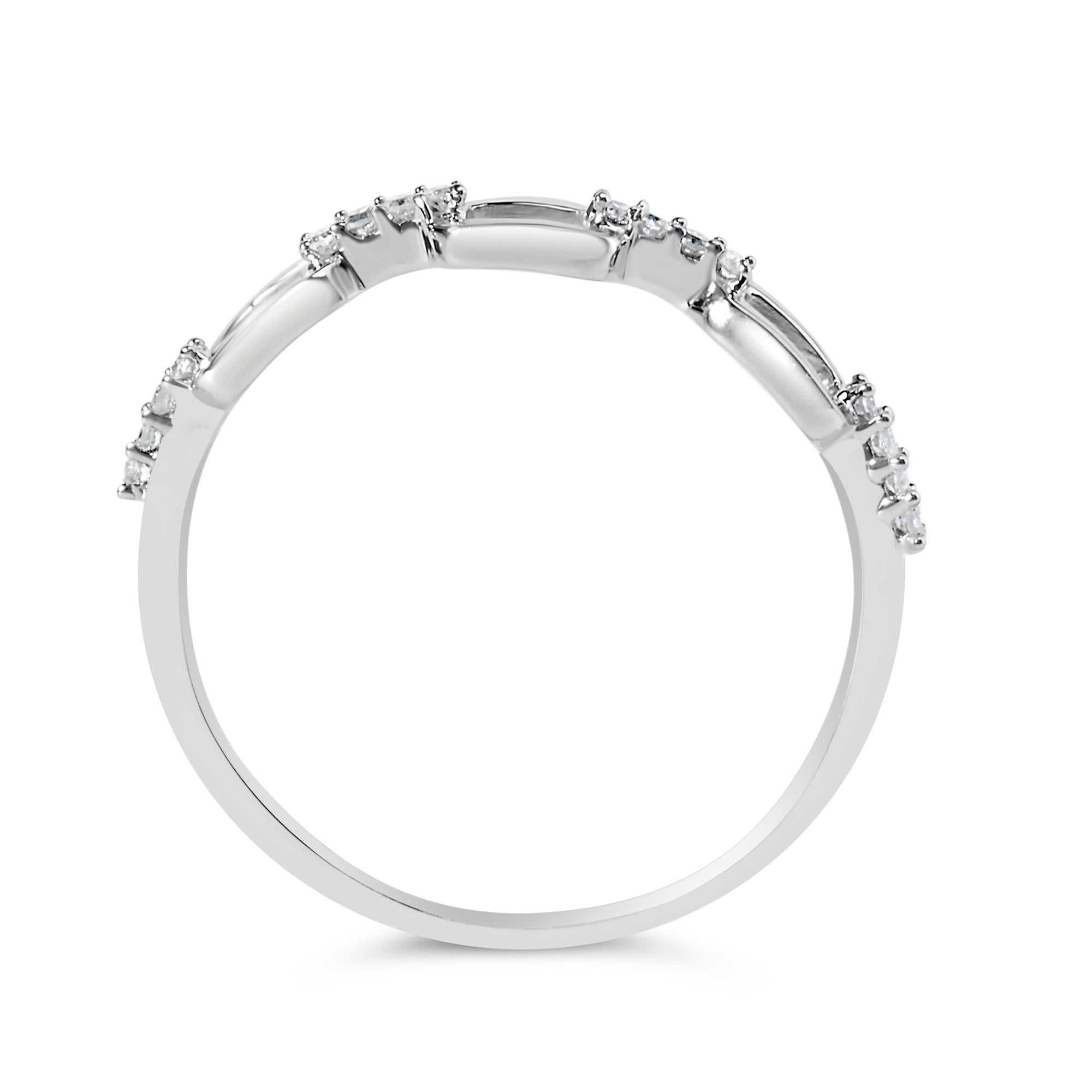 .925 Sterling Silver Diamond Accent Paperclip Band Ring (I-J Color, I2-I3 Clarity) - Friggin Jewelry