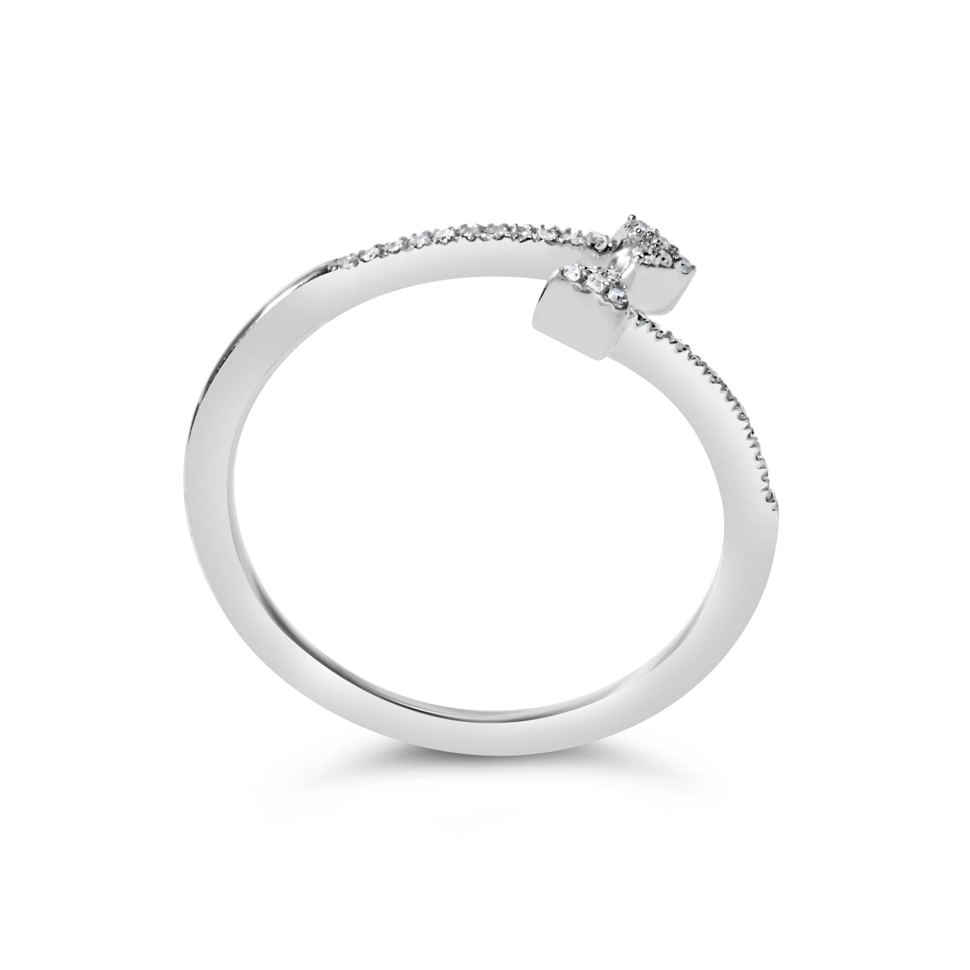 Anillo abierto con doble punta de flecha de diamantes de 1/5 quilates en plata de ley 925 (color IJ, claridad I2-I3) - Friggin Jewelry