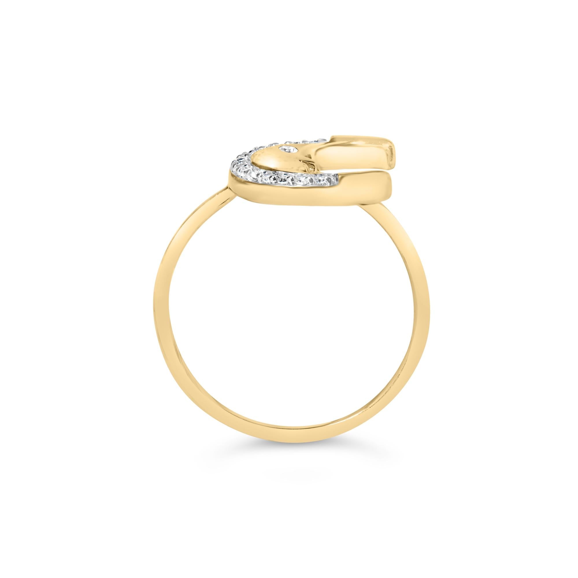 10K Yellow Gold 1/10 Cttw Diamond Crescent Moon Ring (I-J Color, I1-I2 Clarity) - Friggin Jewelry