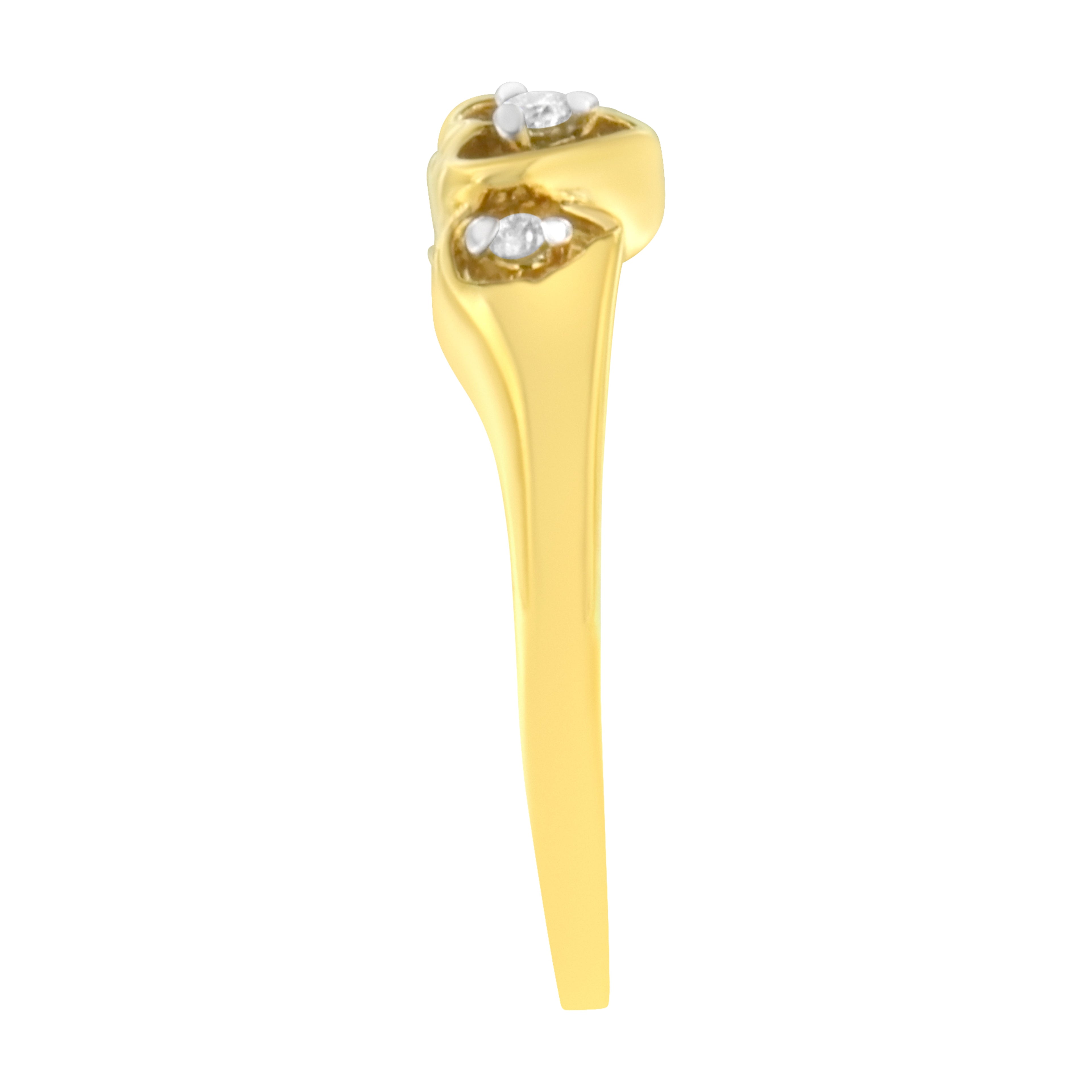 10KT Yellow Gold 1/20 cttw Diamond Triple Heart Diamond Ring (K-L, I1-I2) - Friggin Jewelry