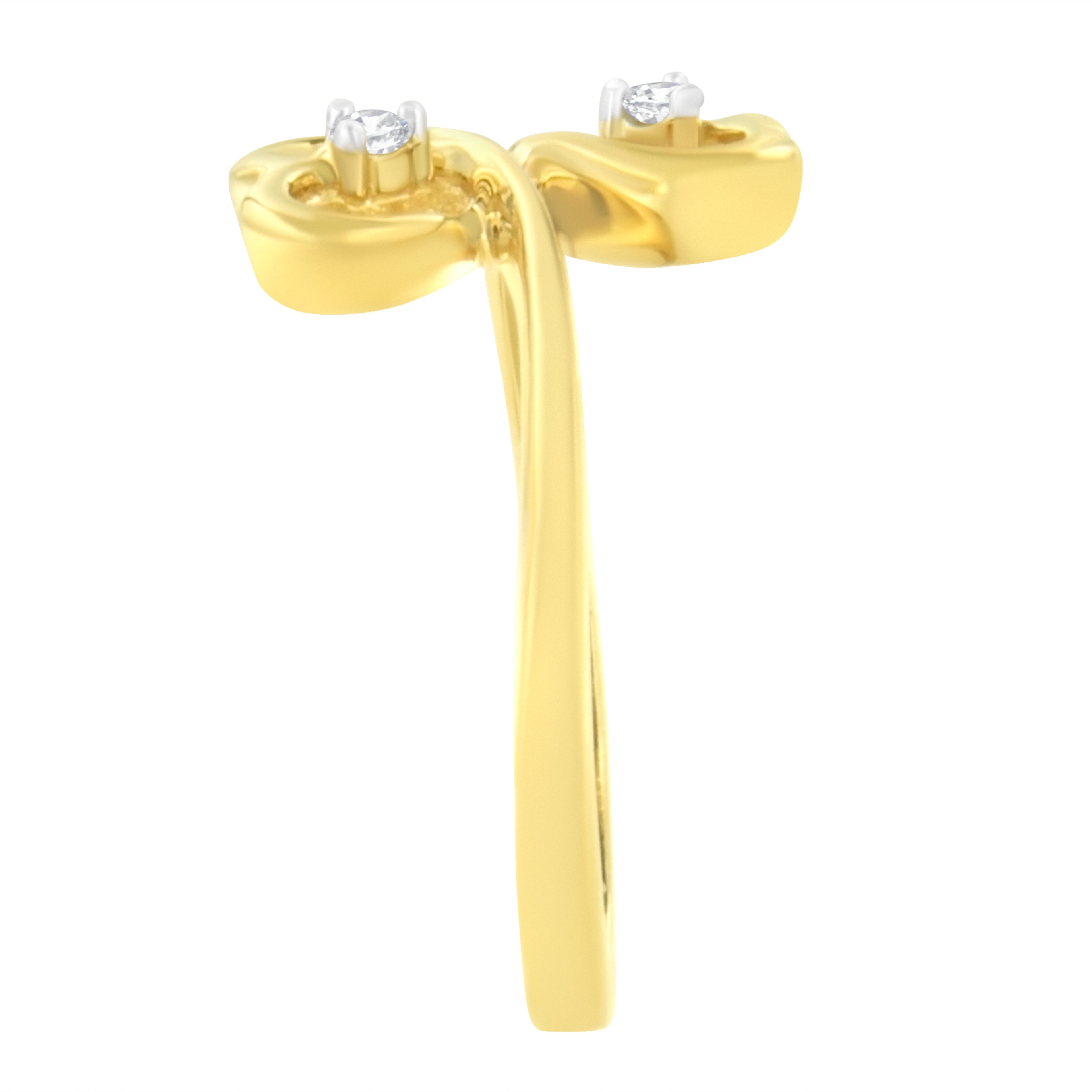 14KT Yellow Gold 1/20 ctw. Dual Heart Diamond Ring (K-L, I1-I2) - Friggin Jewelry