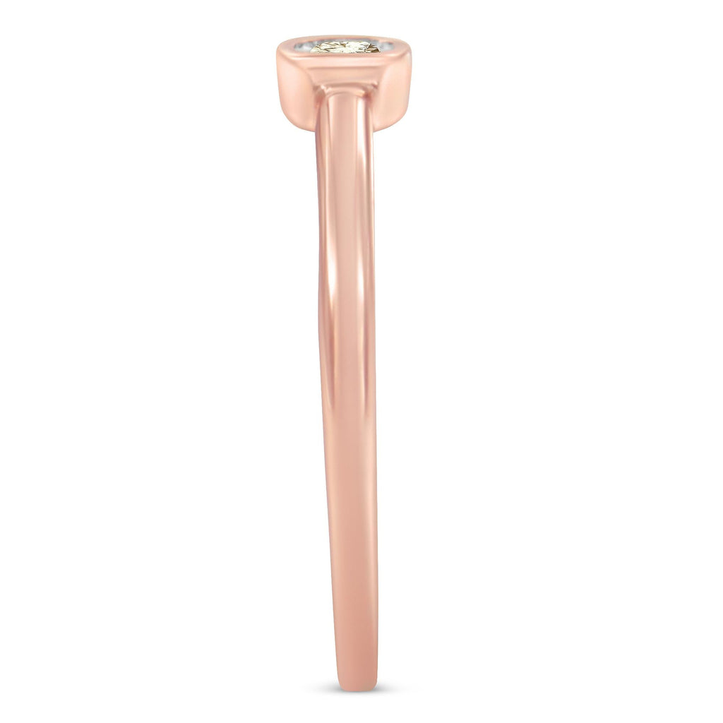 Anello in argento sterling 925 placcato oro rosa 14K con diamanti da 1/20 carati a forma di cuscino quadrato incastonato Miracle, piccolo anello di promessa alla moda (colore JK, purezza I1-I2) - Friggin Jewelry
