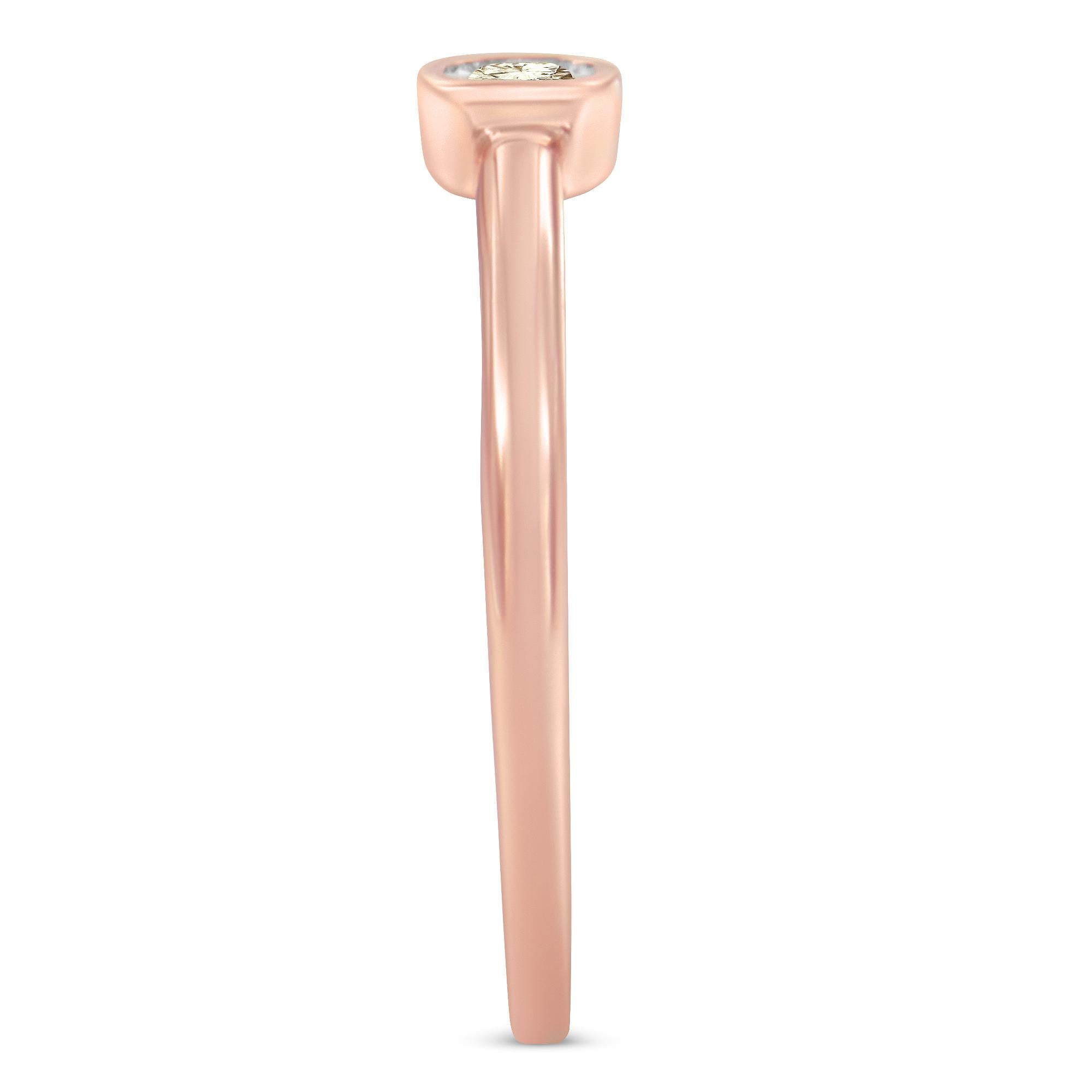 14K Rose Gold Plated .925 Sterling Silver 1/20 Carat Diamond Square Cushion-Shaped Miracle Set Petite Fashion Promise Ring (J-K Color, I1-I2 Clarity) - Friggin Jewelry
