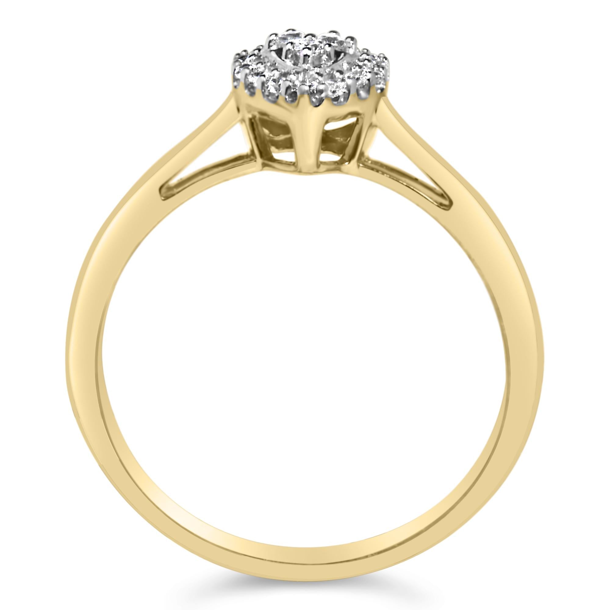 14K Yellow Gold Plated .925 Sterling Silver 1/10 Cttw Round-Cut Diamond Heart Engagement Ring (I-J Color, I3 Clarity) - Friggin Jewelry