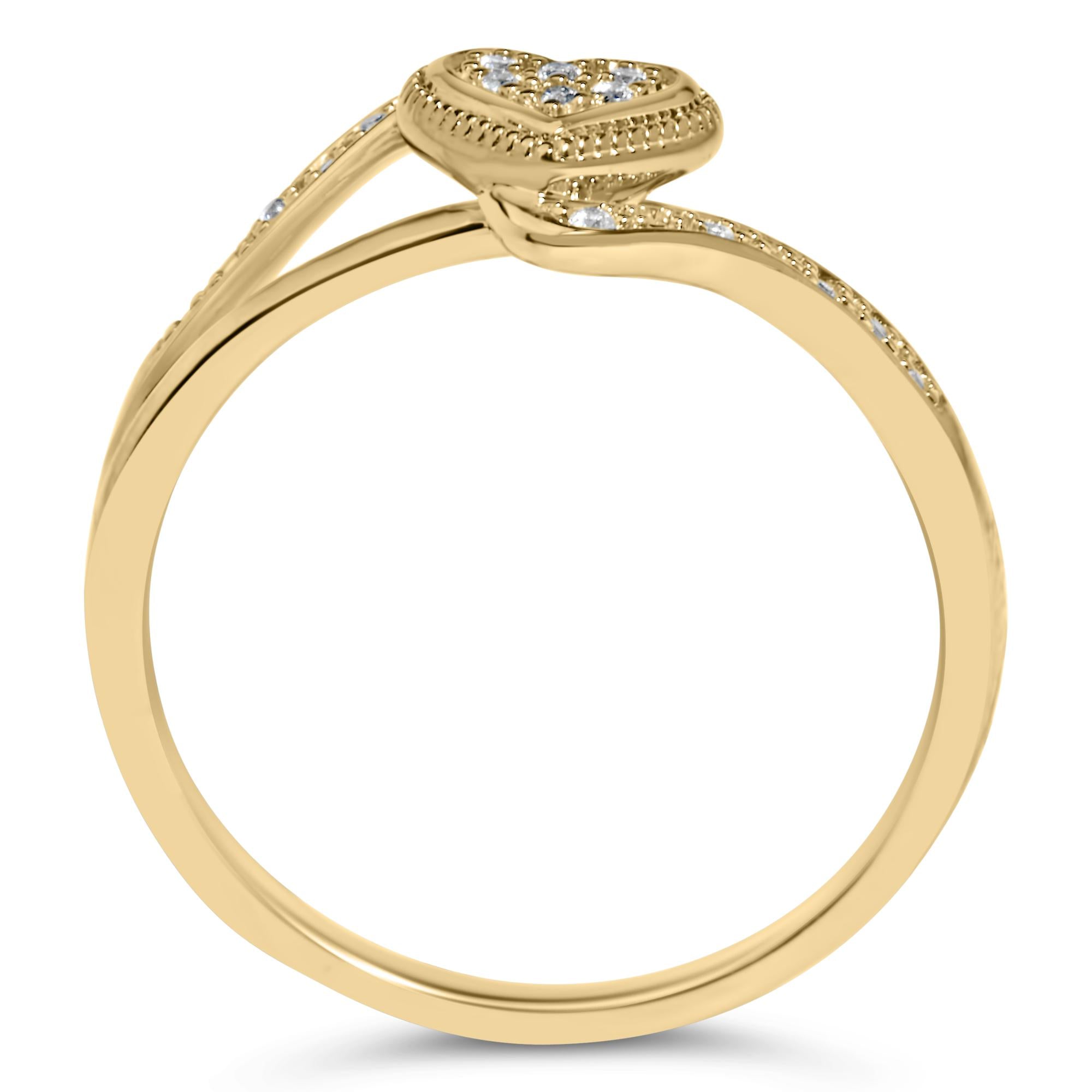 14K Yellow Gold Plated .925 Sterling Silver Diamond Accent Filigree Heart Promise Ring (I-J Color, I3 Clarity) - Friggin Jewelry