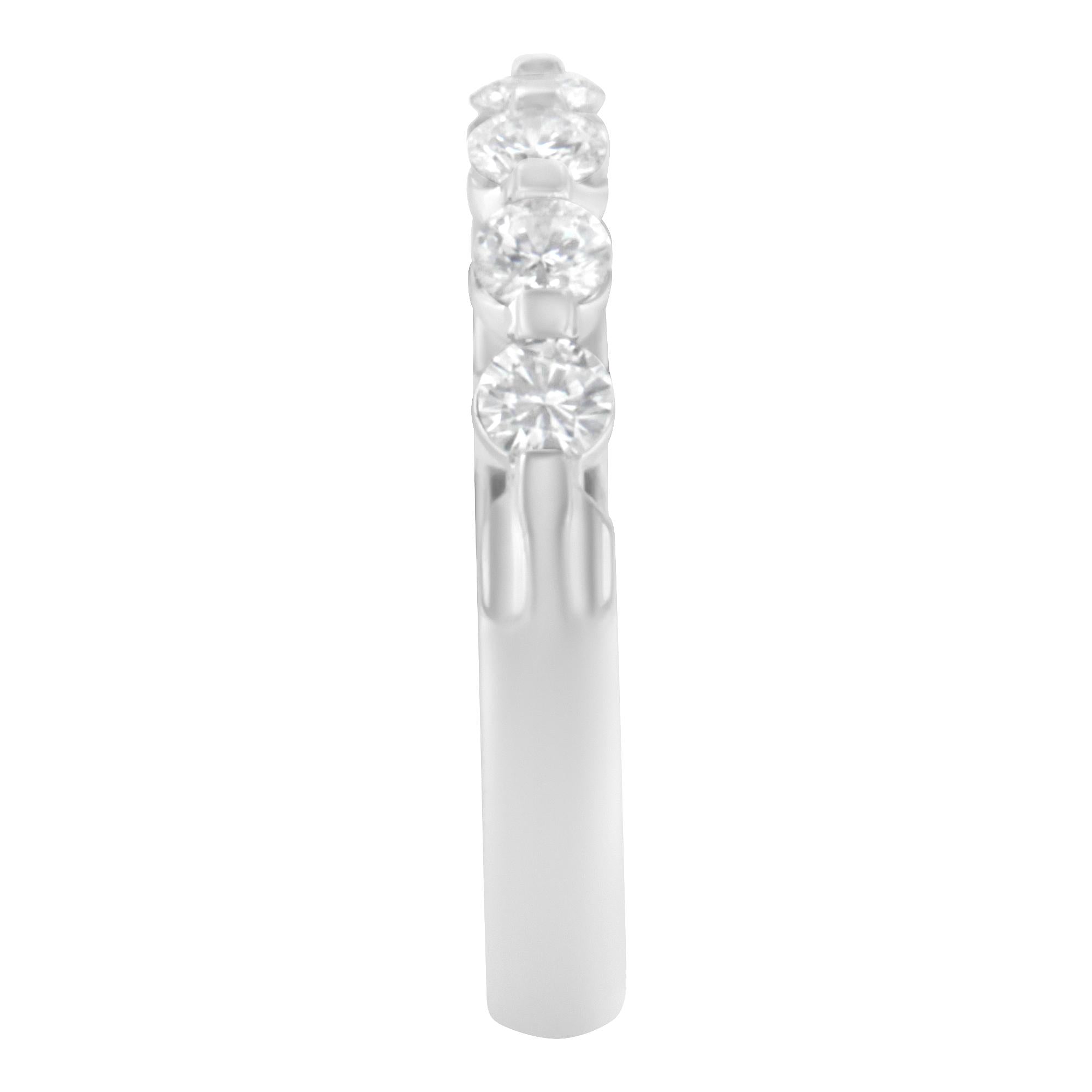 Anello a fascia in oro bianco 14 carati con 5 diamanti da 1/2 ct (purezza elevata, colore SI2-I1) - Friggin Jewelry