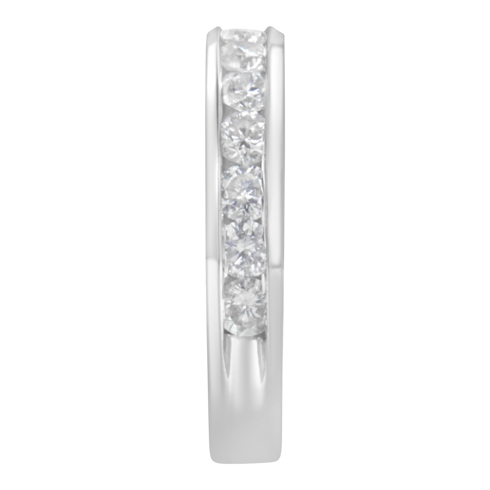 IGI Certified 1.0 Cttw Diamond 18K White Gold Channel-Set Half-Eternity Band Wedding Ring (E-F Color, I1-I2 Clarity) - Friggin Jewelry