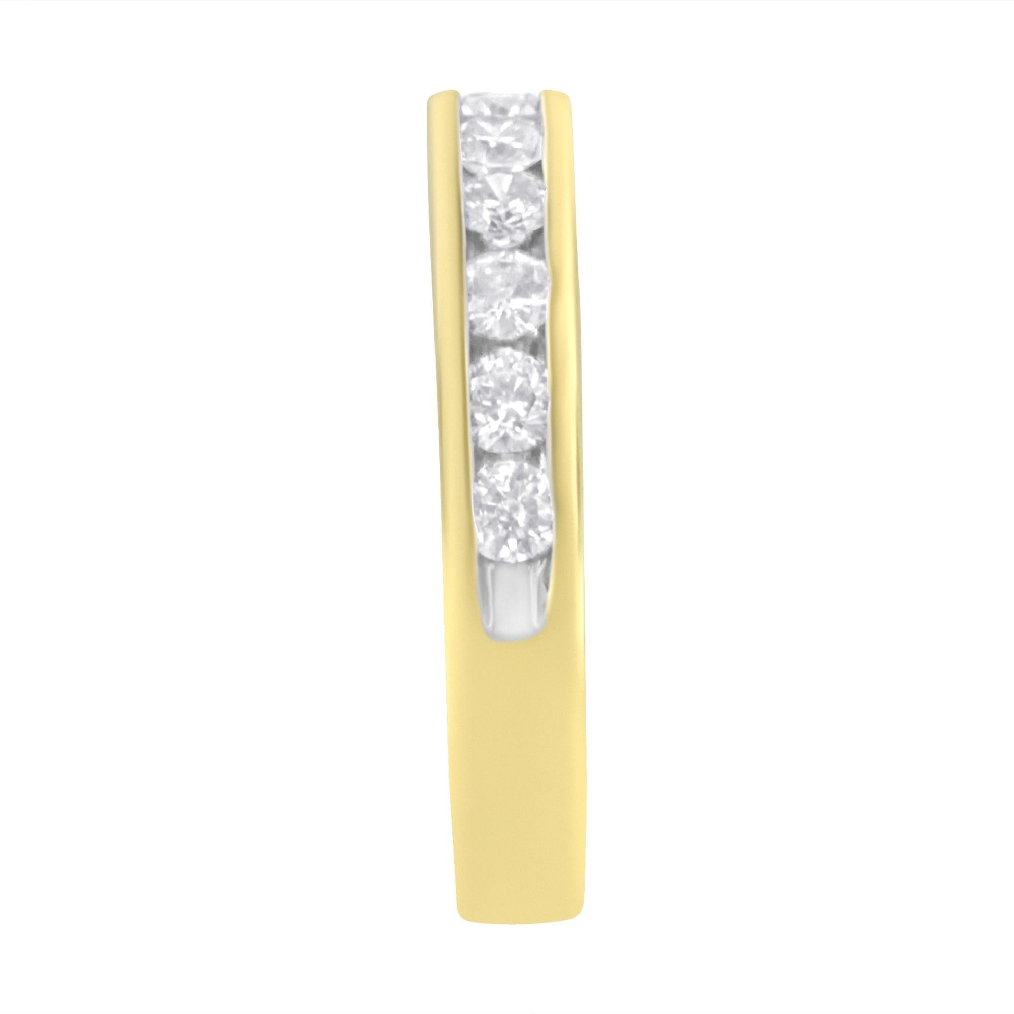 IGI Certified 18K Yellow Gold 1.0 Cttw Channel Set Round-Cut Diamond 11 Stone Anniversary/Wedding Band Ring (I-J Color, I1-I2 Clarity) - Friggin Jewelry