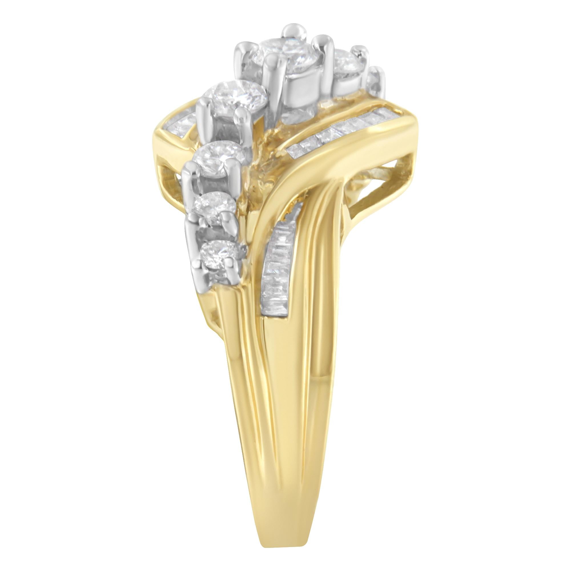 Anello bypass con diamanti bicolore 10K (1 carato, colore HI, purezza SI2-I1) - Friggin Jewelry