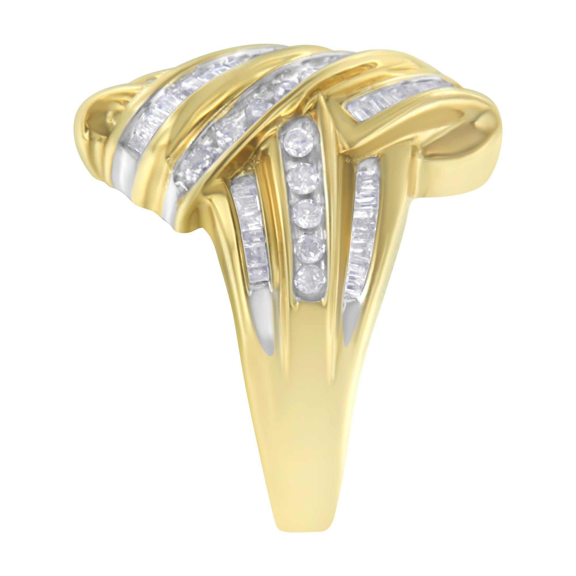 10K Yellow Gold Diamond Bypass Ring (1.0 cttw, H-I Color, I2-I3 Clarity) - Friggin Jewelry