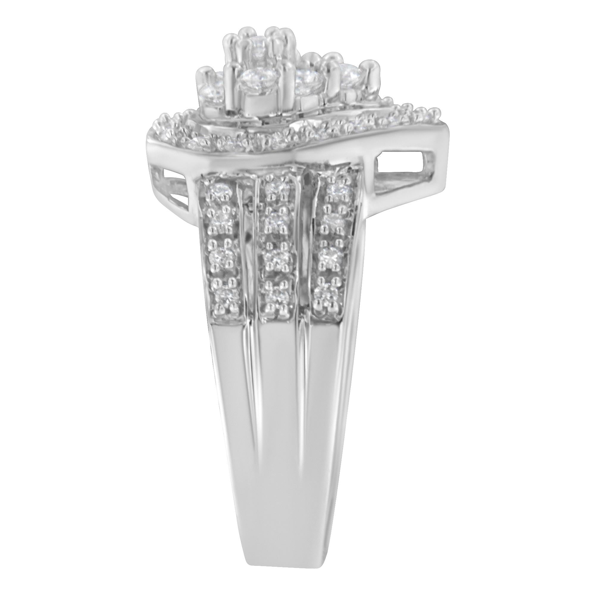 10K White Gold Diamond Cocktail Teardrop Ring (1/2 Cttw, H-I Color, SI2-I1 Clarity) - Friggin Jewelry