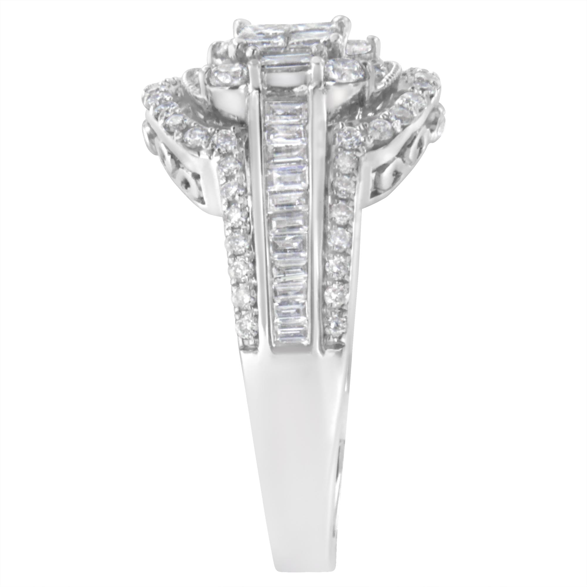 14KT White Gold Diamond Cocktail Ring (1 1/4 cttw, H-I Color, SI2-I1 Clarity) - Friggin Jewelry
