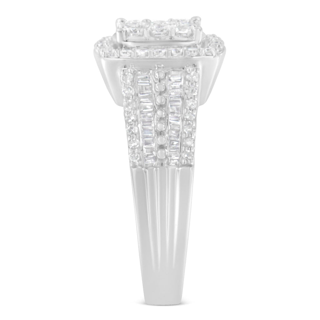 Anello con diamanti in oro bianco 10 carati (1 carato, colore HI, purezza I1-I2) - Friggin Jewelry