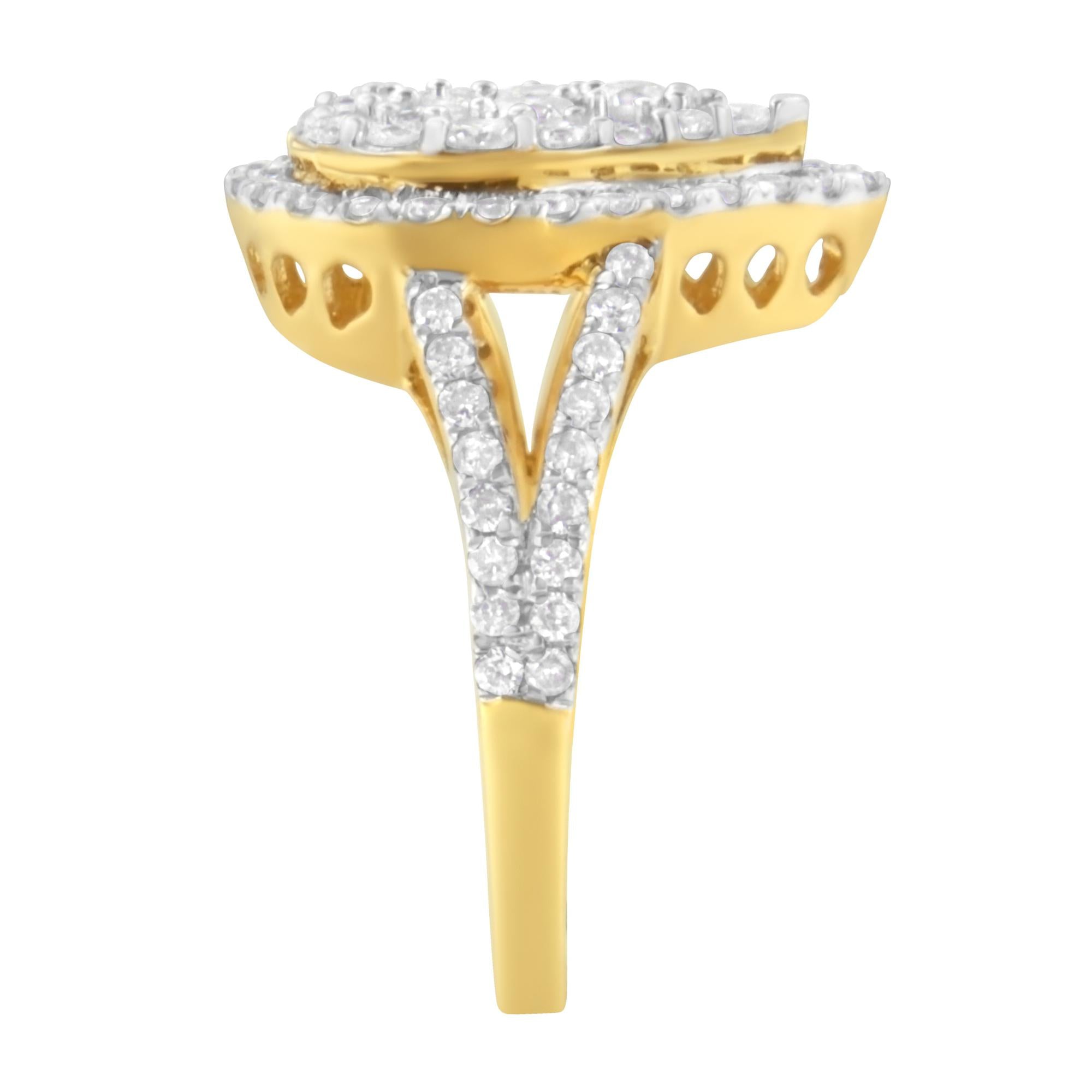 Anello con diamanti a grappolo in argento sterling placcato giallo da 2 micron (1 1/2 cttw, colore JK, purezza I1-I2) - Friggin Jewelry