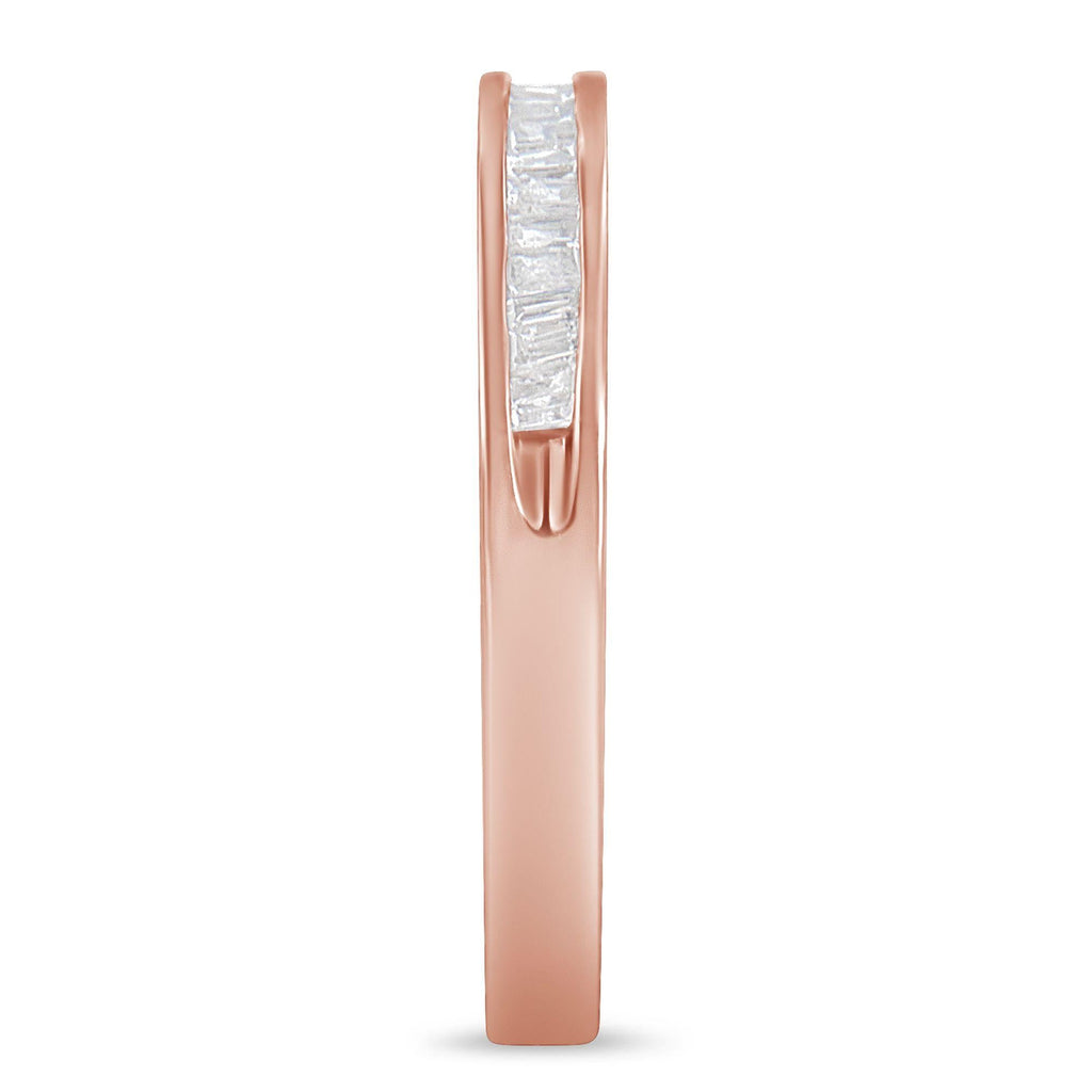 10K Rose Gold over .925 Sterling Silver 1/5 Cttw Diamond Channel-Set Stackable Band Ring (H-I Color, I1-I2 Clarity) - Friggin Jewelry
