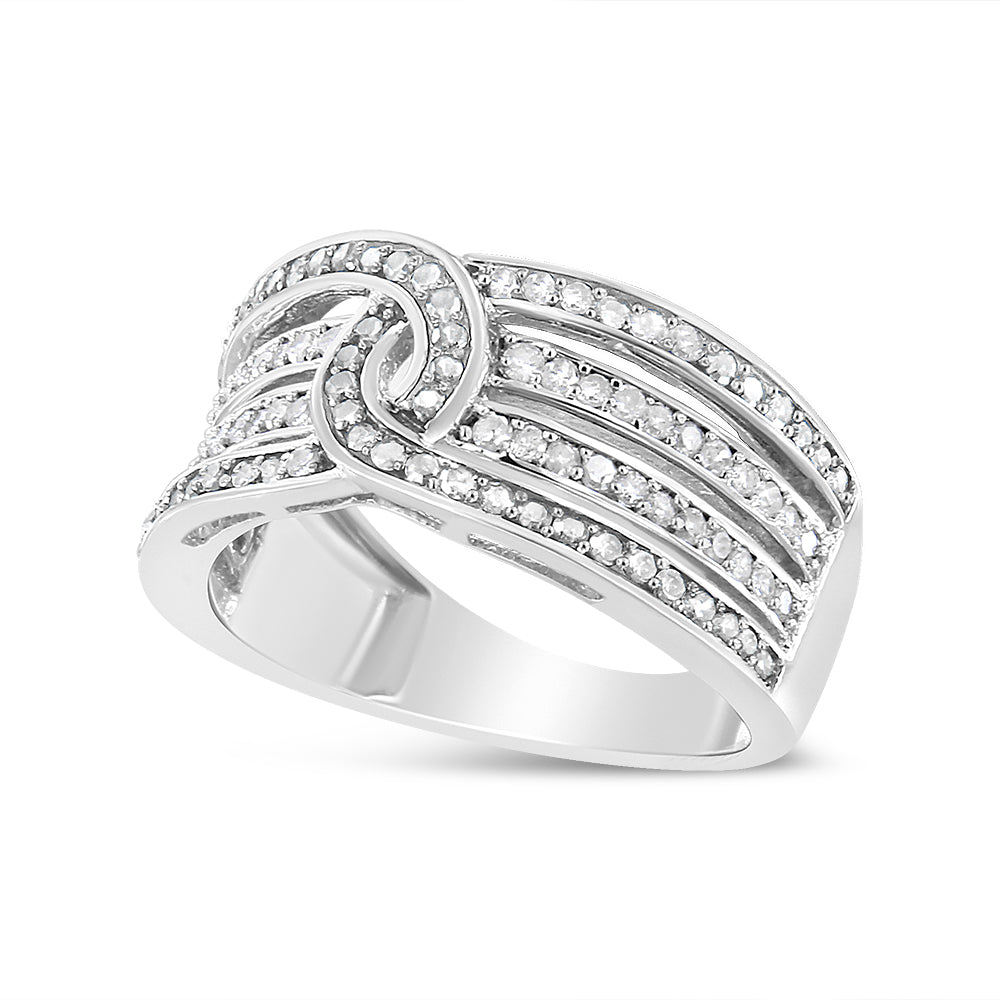 .925 Sterling Silver 1/2 Cttw Diamond Multi-Row Bypass Band Ring (I-J Color, I3 Clarity) - Friggin Jewelry