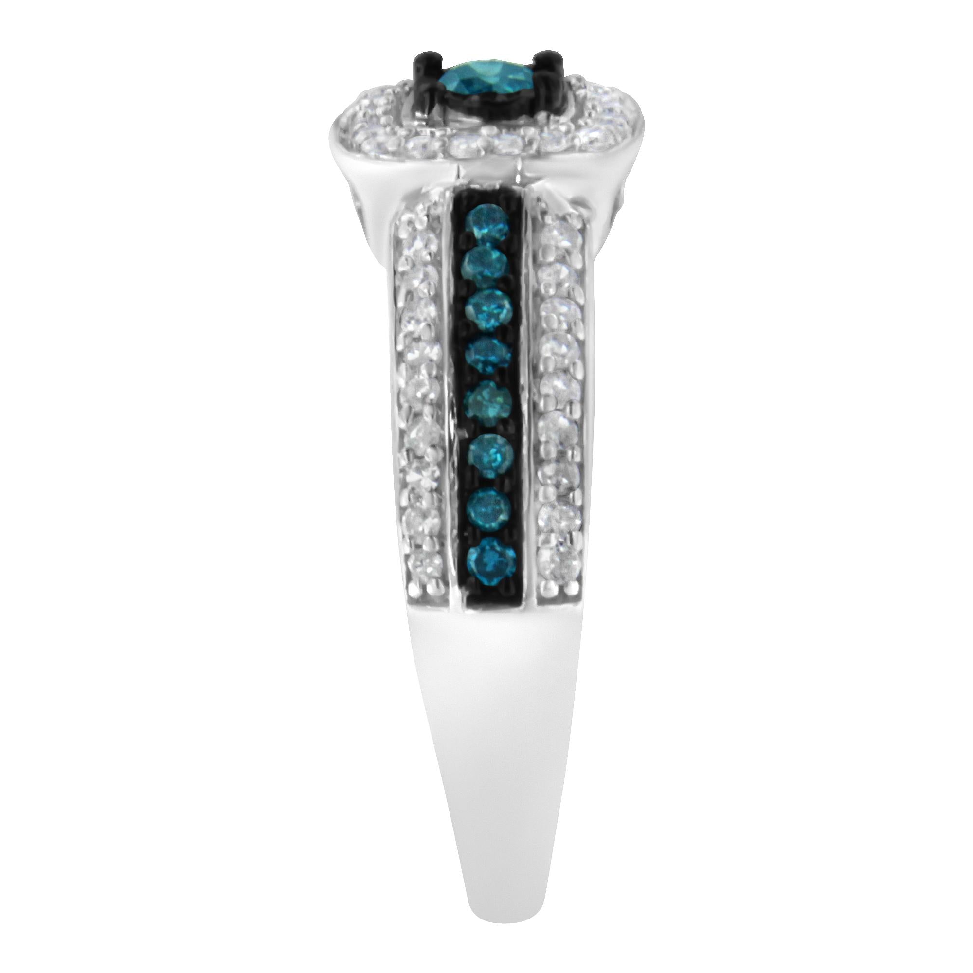 Anello di fidanzamento con diamante blu trattato in argento sterling 925 (1/2 carati, colore JK, purezza I1-I2) - Friggin Jewelry