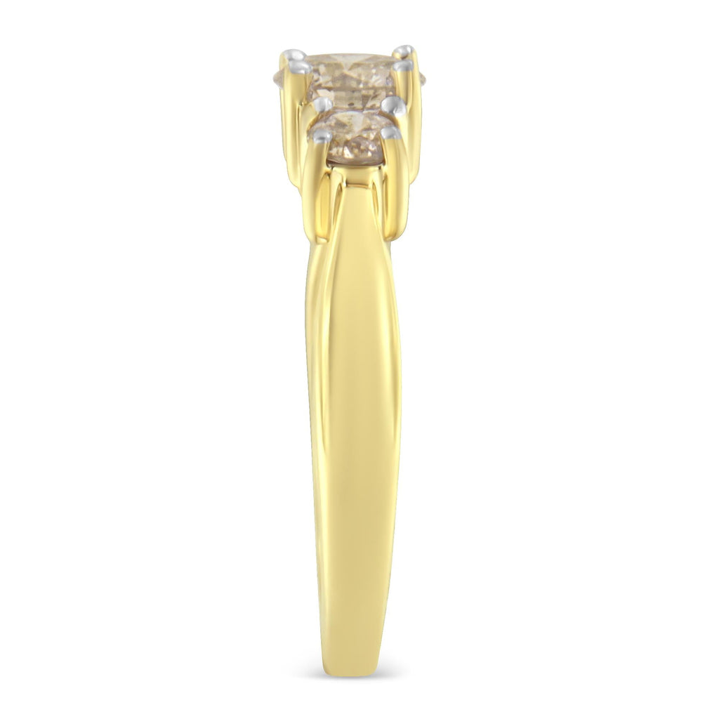 10K Yellow Gold Three Stone Diamond Band Ring (1.00 cttw, J-K Color, I2-I3 Clarity) - Friggin Jewelry