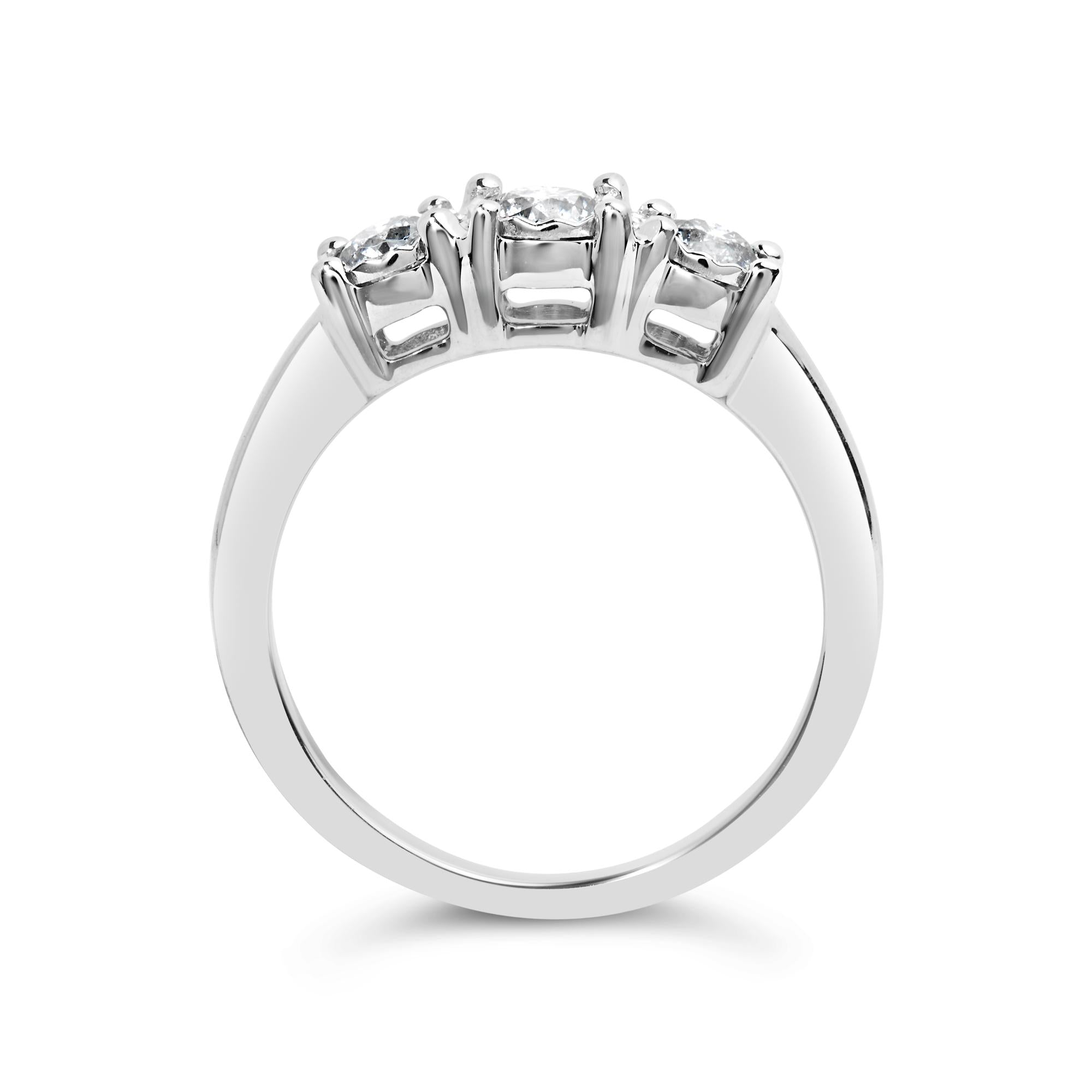 14K White Gold 1/2 Cttw Miracle Set Round Lab Grown Diamond Three Stone Illusion Plate Ring (F-G Color, VS1-VS2 Clarity) - Friggin Jewelry