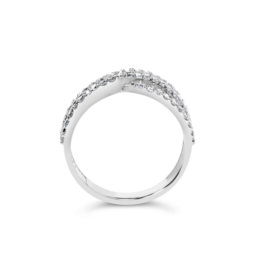 10K White Gold 3/4 Cttw Princess Natural Diamond Split Shank and Weave Band Ring (H-I Color, SI1-SI2 Clarity) - Friggin Jewelry