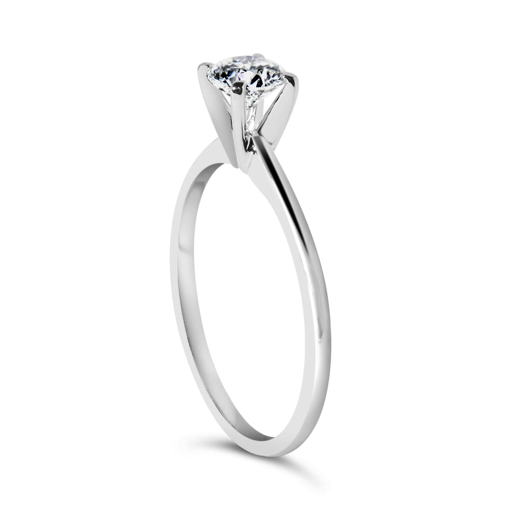 14K White Gold 1/2 Cttw Round Lab Grown Diamond 4 Prong Solitaire Engagement Ring (F-G Color, VS2-SI1 Clarity) - Friggin Jewelry