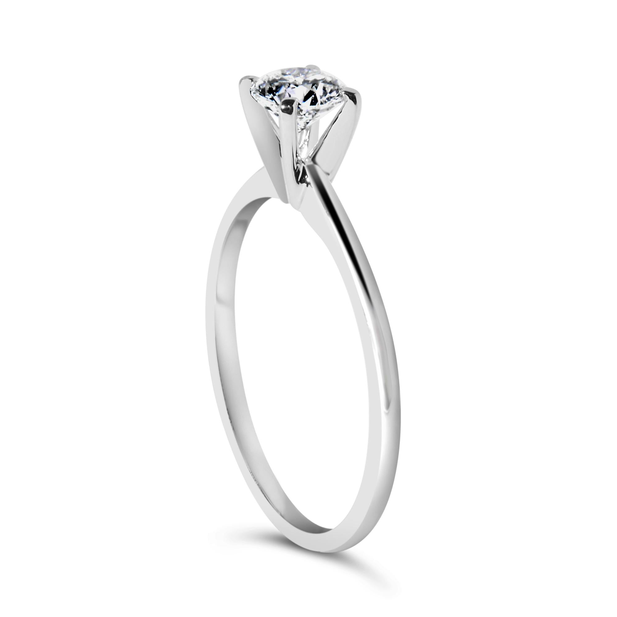 14K White Gold 1/2 Cttw Round Lab Grown Diamond 4 Prong Solitaire Engagement Ring (F-G Color, VS2-SI1 Clarity) - Friggin Jewelry