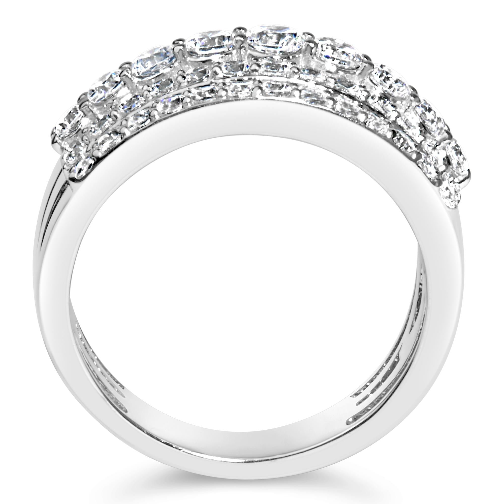.925 Sterling Silver 2.00 Carat Lab Grown Diamond Multi Row Band Ring - Friggin Jewelry