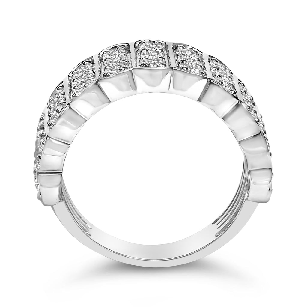 .925 Sterling Silver 1 1/2 Cttw Lab Grown Diamond 11 Row Band Ring (F-G Color, VS1-VS2 Clarity) - Friggin Jewelry