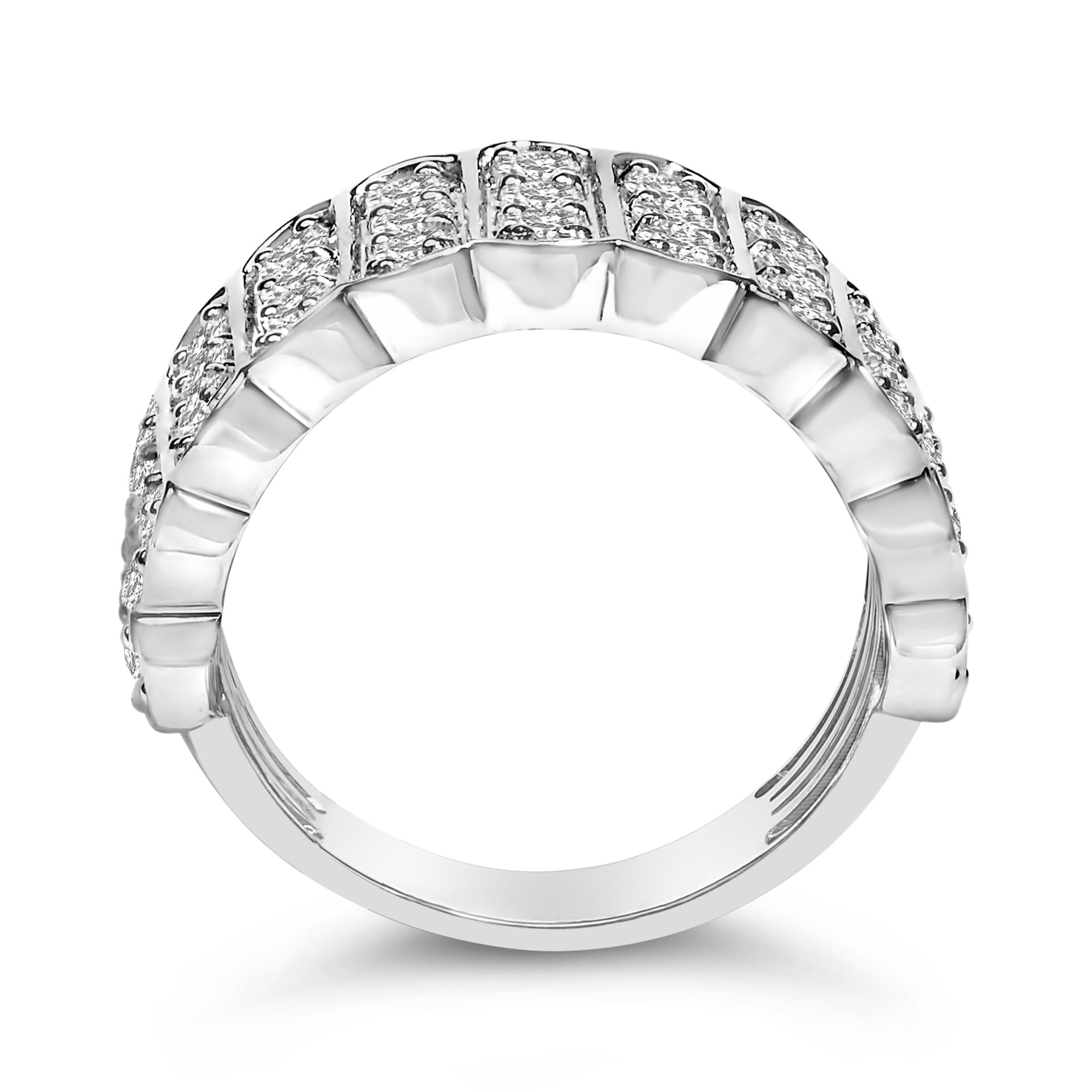 .925 Sterling Silver 1 1/2 Cttw Lab Grown Diamond 11 Row Band Ring (F-G Color, VS1-VS2 Clarity) - Friggin Jewelry