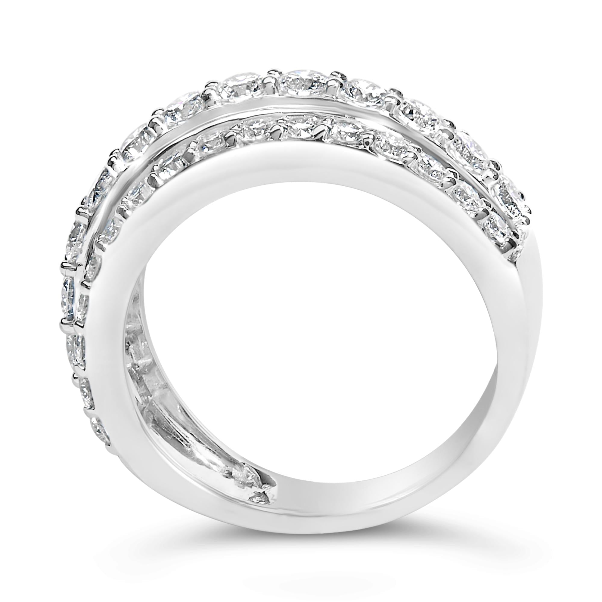 .925 Sterling Silver 2.0 Cttw Lab Grown Diamond 3 Row Band Ring (F-G Color, VS1-VS2 Clarity - Friggin Jewelry