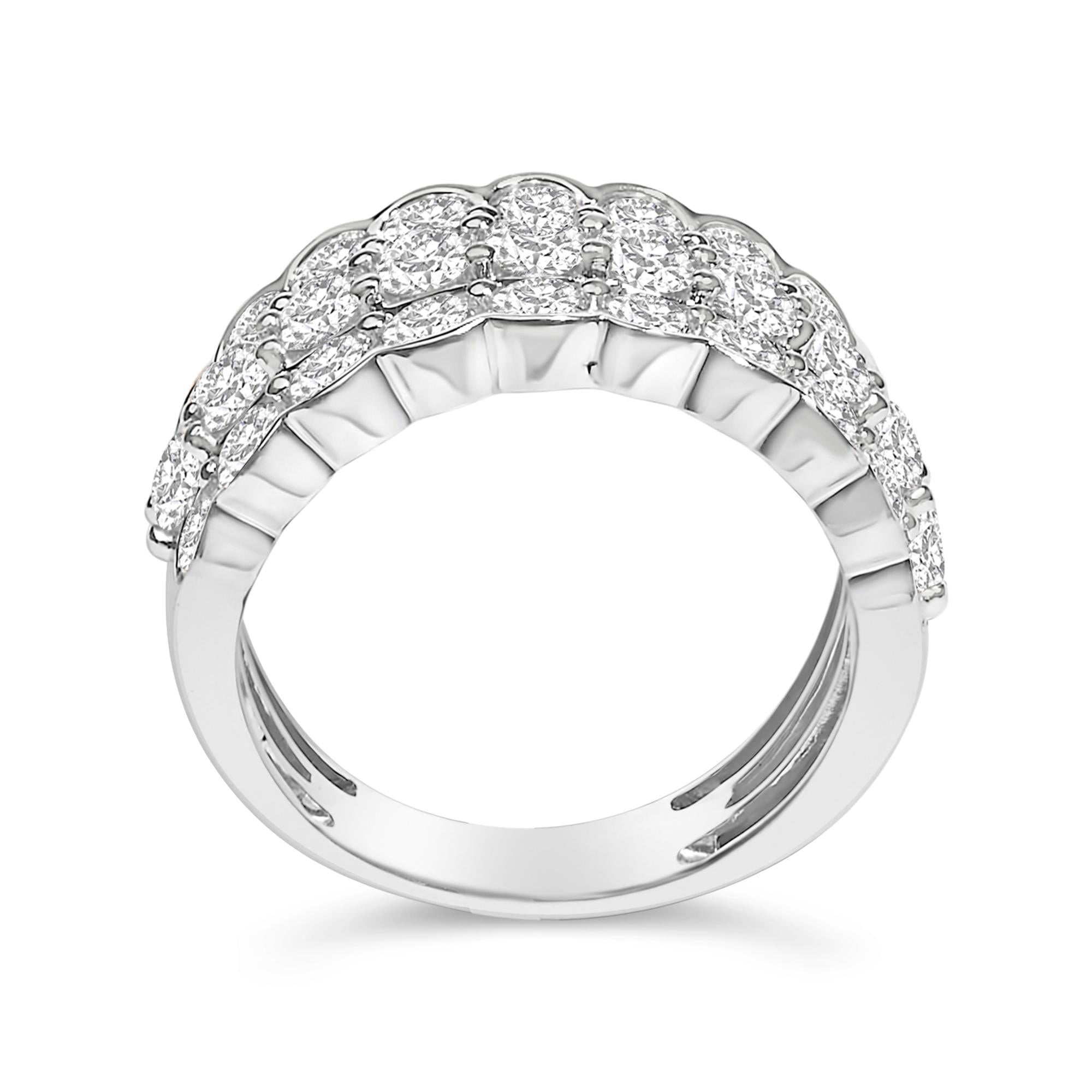 .925 Sterling Silver 3.0 Cttw Lab Grown Diamond 3 Row Band Ring (F-G Color, VS1-VS2 Clarity) - Friggin Jewelry