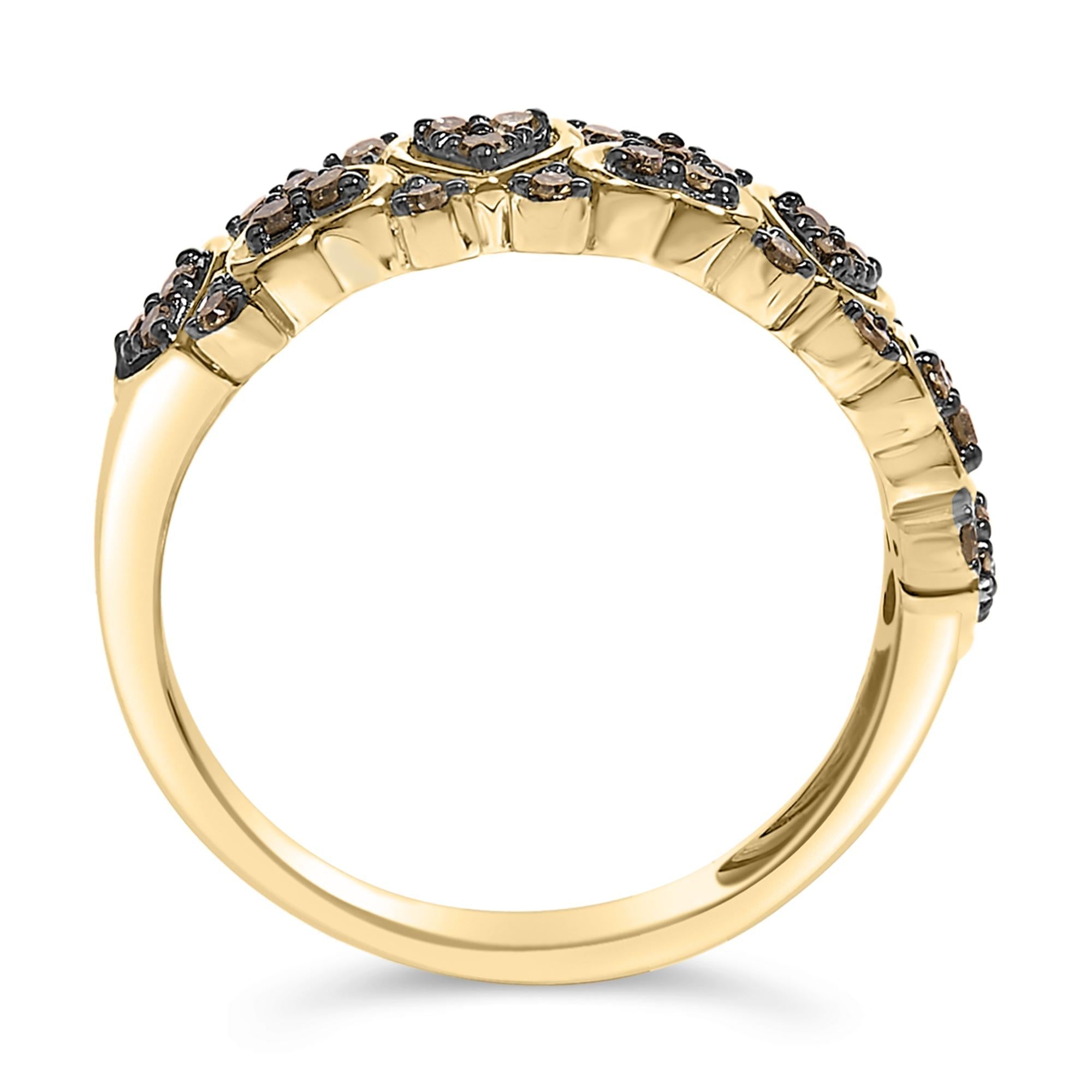 10K Yellow Gold Plated .925 Sterling Silver 1/3 cttw Natural Diamond Band Ring - Friggin Jewelry