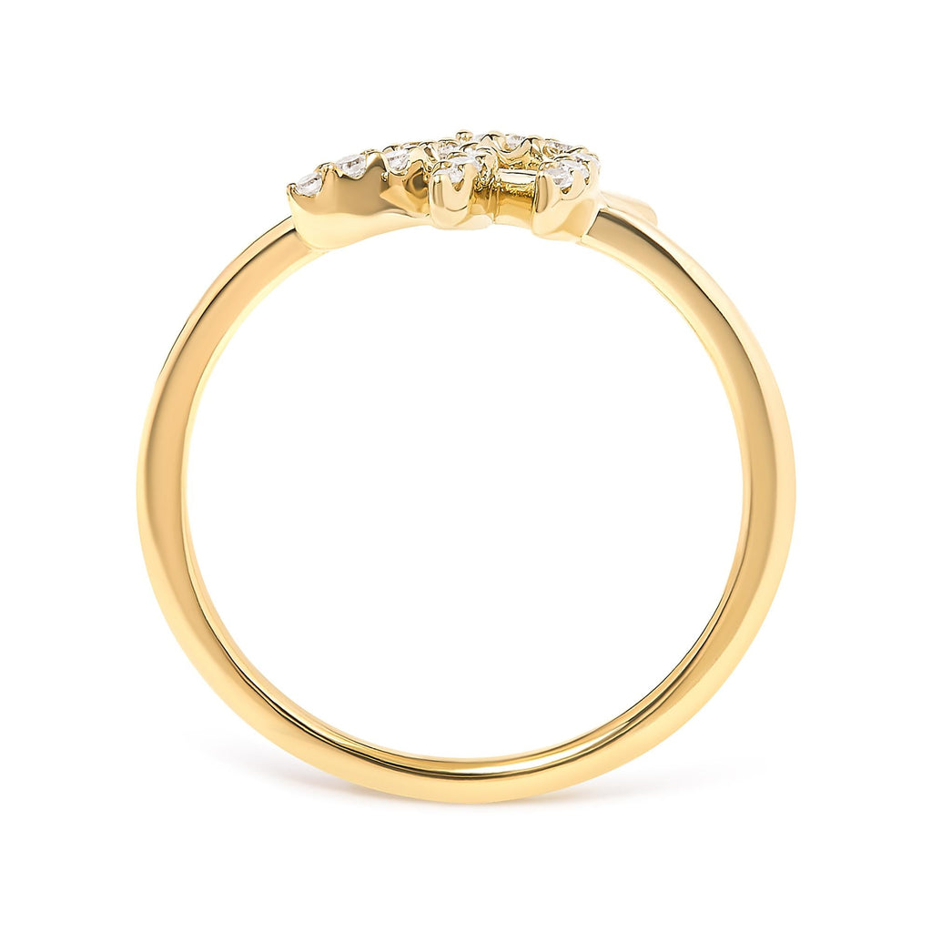 10K Yellow Gold 1/10 Cttw Diamond Leaf and Branch Ring (H-I Color, I1-I2 Clarity) - Friggin Jewelry