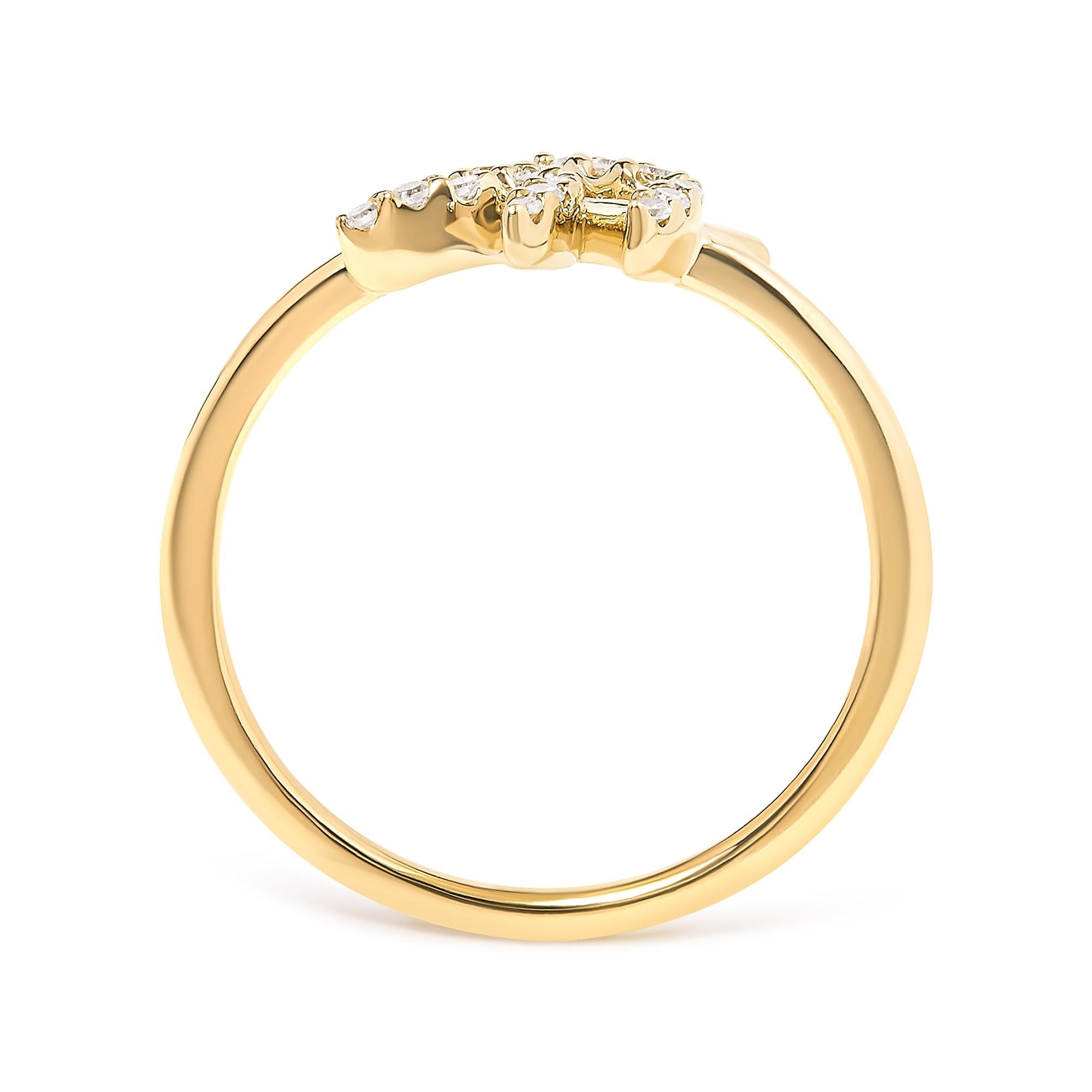 10K Yellow Gold 1/10 Cttw Diamond Leaf and Branch Ring (H-I Color, I1-I2 Clarity) - Friggin Jewelry