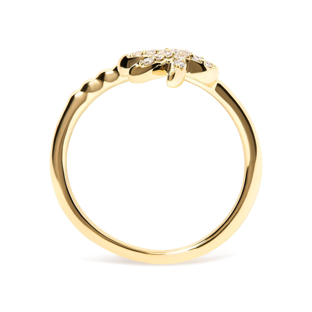 10K Yellow Gold 1/10 Cttw Diamond  Palm Tree Statement Ring (H-I Color, I1-I2 Clarity) - Friggin Jewelry