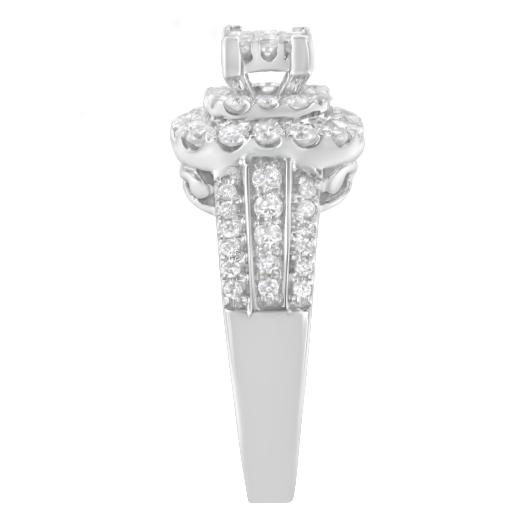 14K White Gold Diamond Vintage Ring (1 cttw, H-I Color, I1-I2 Clarity) - Friggin Jewelry