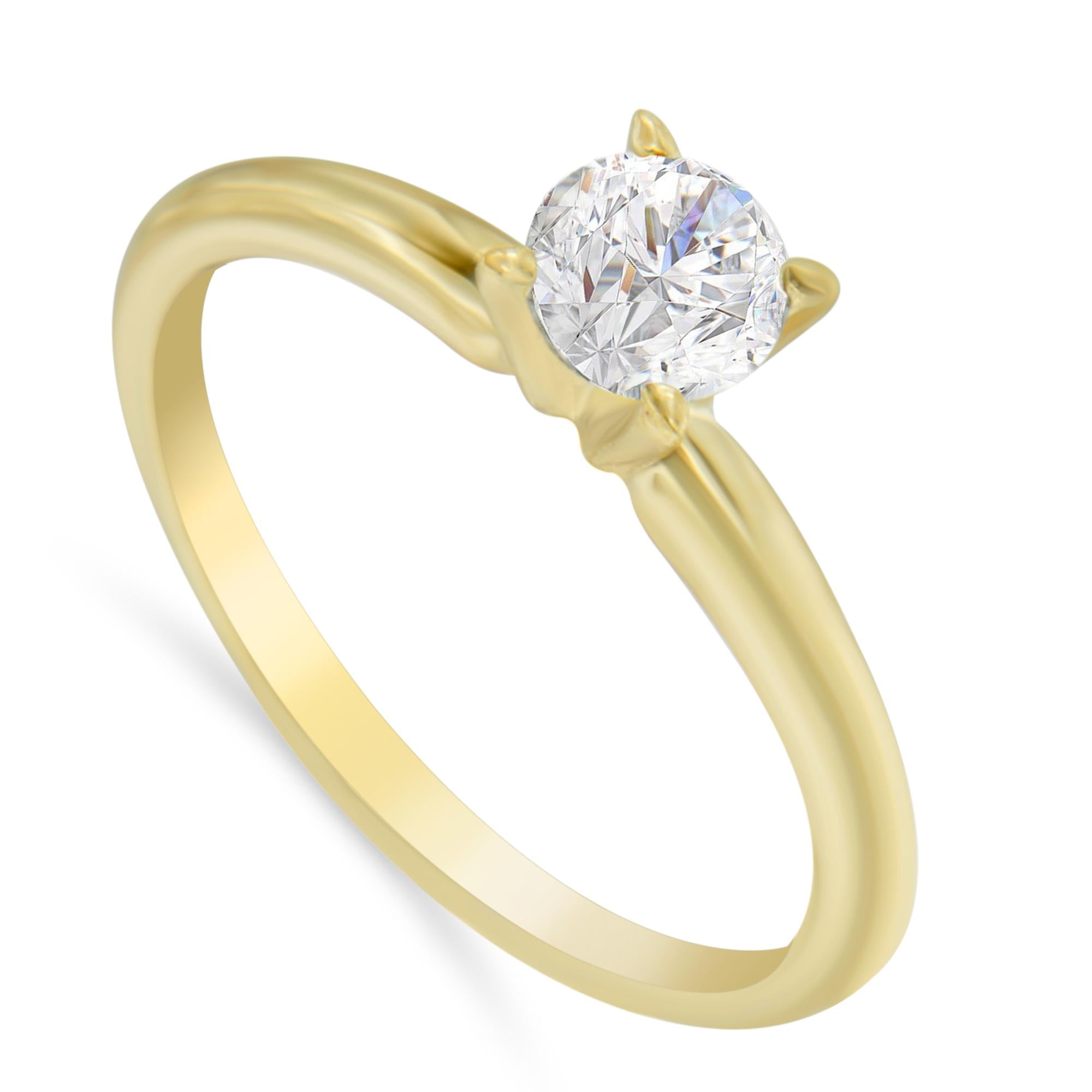 GIA Certified 14k Gold 1/2 Cttw Diamond Solitaire Engagement Ring (H Color, SI1 Clarity) - Friggin Jewelry