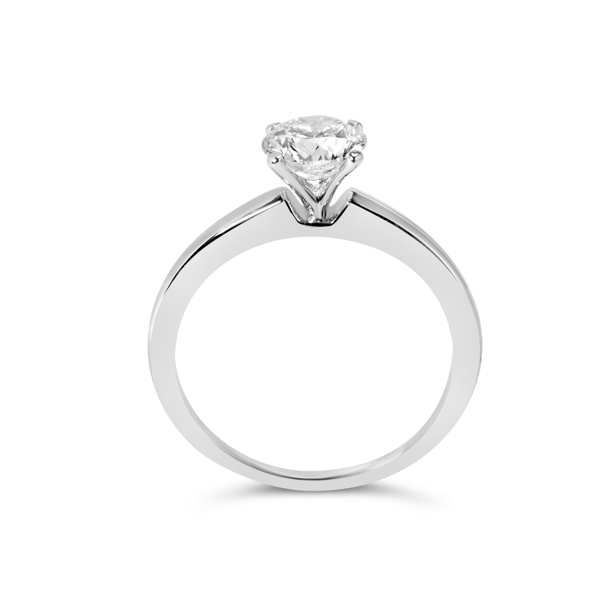 14K White Gold 1.0 Cttw Round Lab Grown Diamond 4 Prong Solitaire Engagement Ring (F-G Color, VS2-SI1 Clarity) - Friggin Jewelry