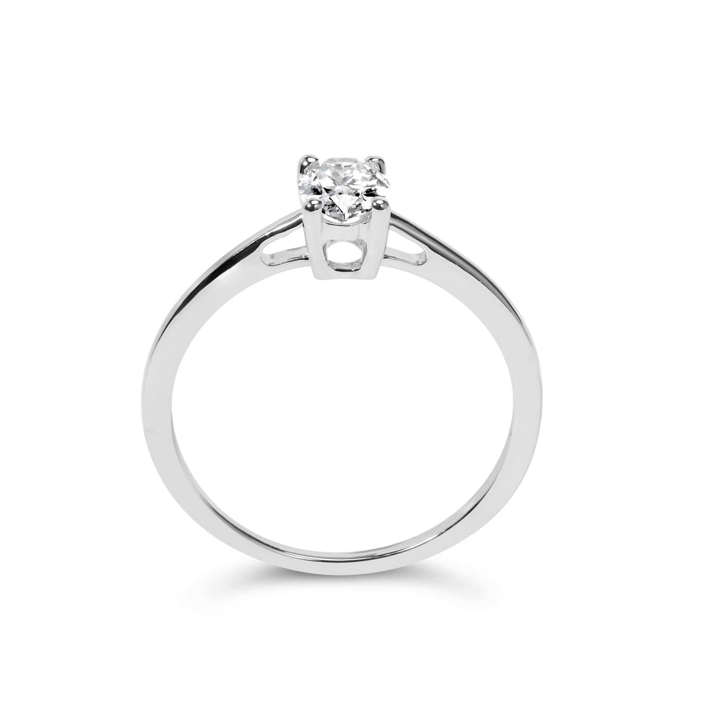 14K White Gold 1/2 Cttw Oval Lab Grown Diamond 4 Prong Solitaire Engagement Ring (F-G Color, VS2-SI1 Clarity) - Friggin Jewelry