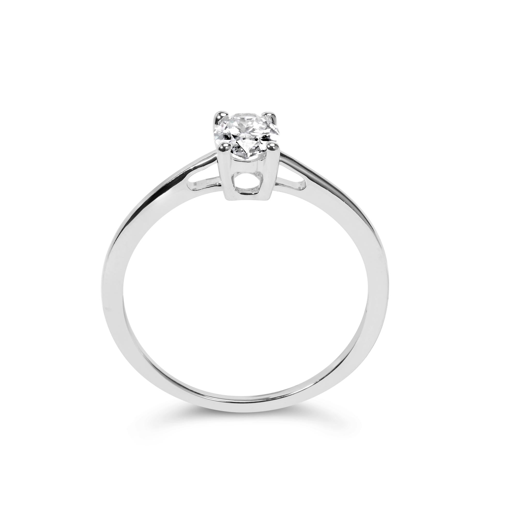 14K White Gold 1/2 Cttw Oval Lab Grown Diamond 4 Prong Solitaire Engagement Ring (F-G Color, VS2-SI1 Clarity) - Friggin Jewelry