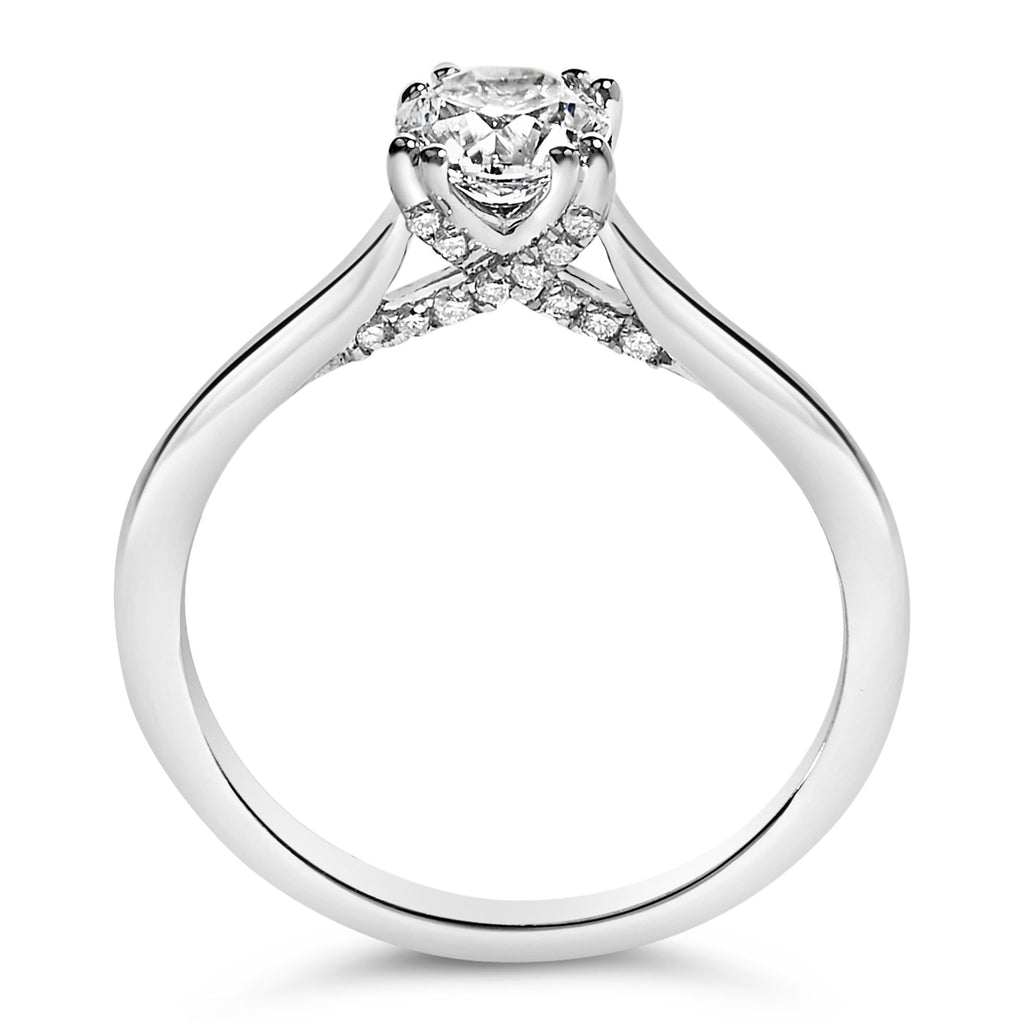 14K White Gold 7/8 Cttw Lab Grown Diamond Solitaire Cathedral Style Engagement Ring (F-G Color, VS1-VS2 Clarity) - Friggin Jewelry