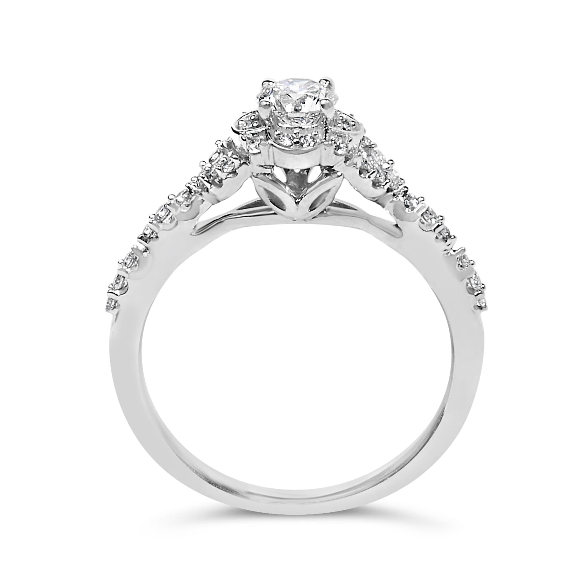 14K White Gold 1/2 Cttw Lab Grown Diamond Vintage Style Engagement Ring (F-G Color, VS1-VS2 Clarity) - Friggin Jewelry