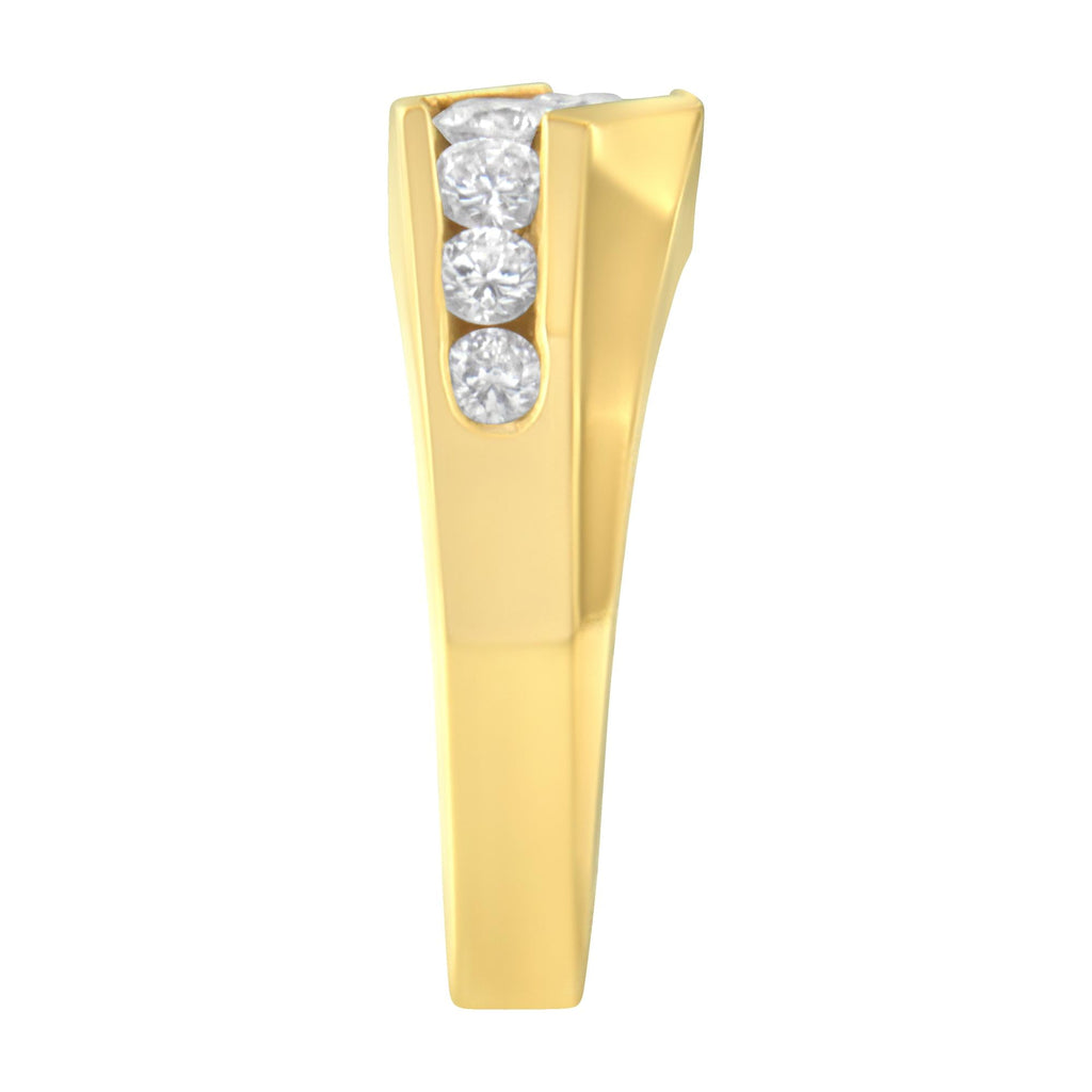 14KT Yellow Gold Men's Round Cut Diamond Ring (1 cttw, H-I Color, SI2-I1 Clarity) - Friggin Jewelry