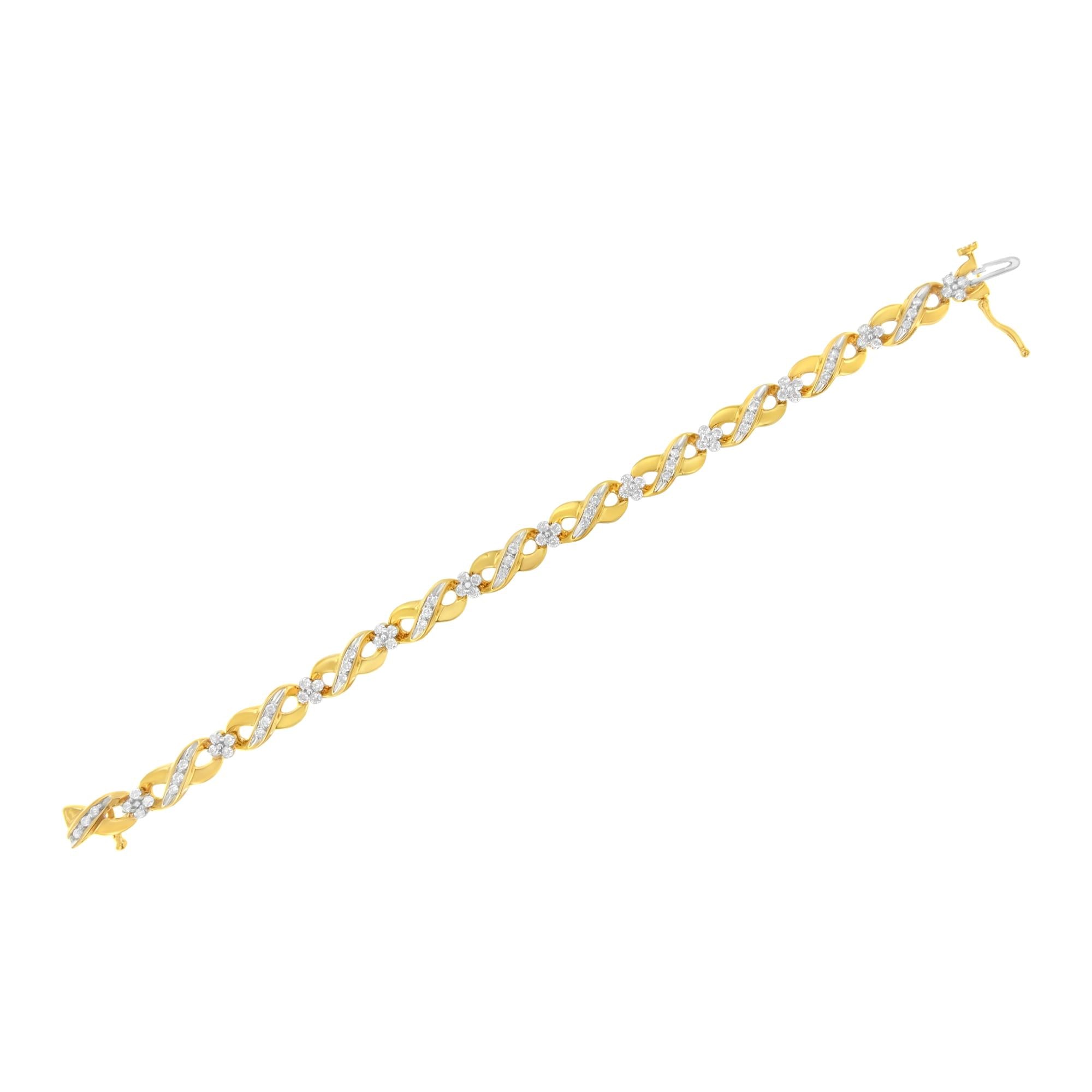 Pulsera "Amor Infinito" de oro amarillo de 10 quilates con diamantes de talla redonda (1,00 ct, color IJ, claridad I2-I3) - Friggin Jewelry