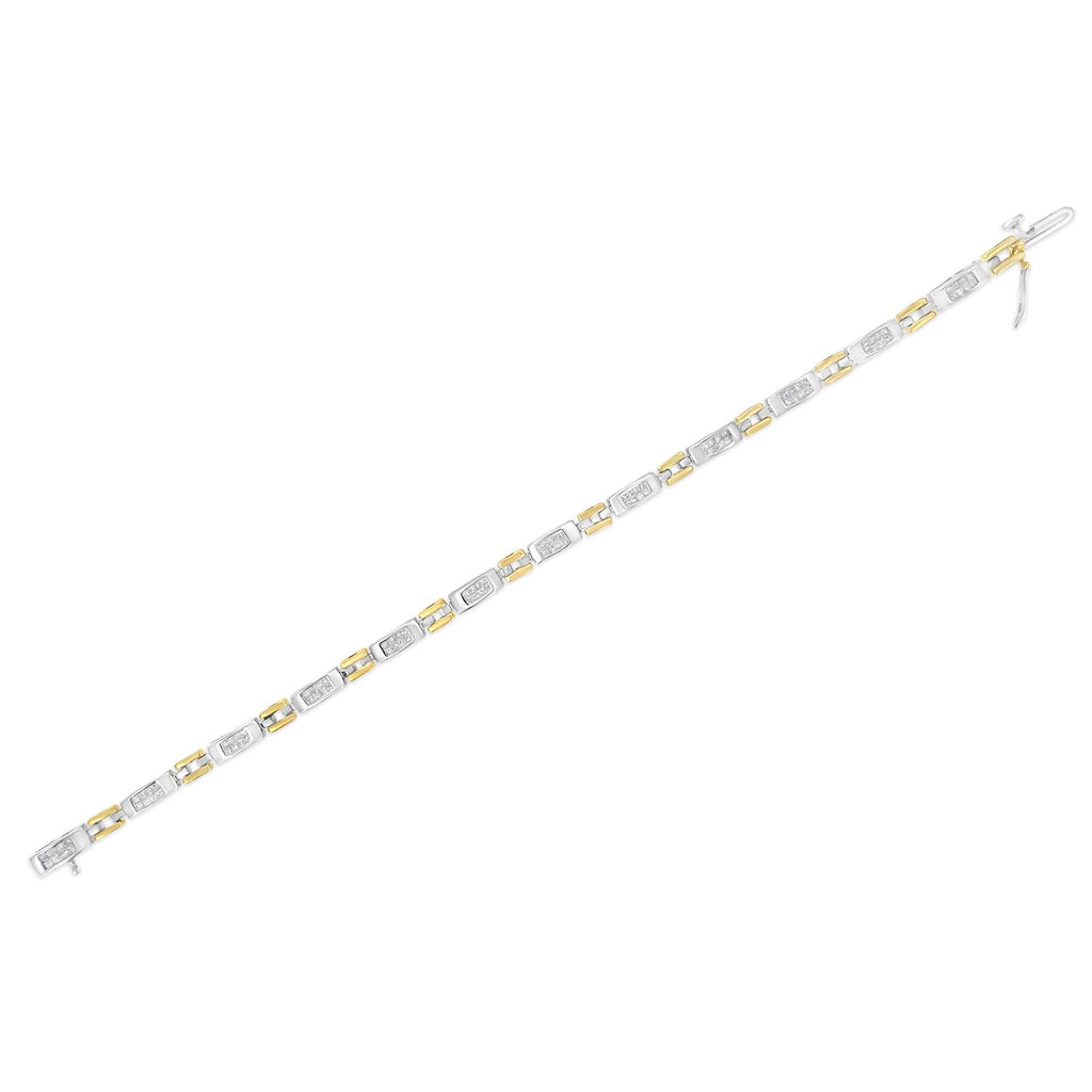 Bracciale Geo Link in oro bicolore 10K con diamanti taglio principessa (1,00 cttw, colore HI, purezza SI1-SI2) - Friggin Jewelry