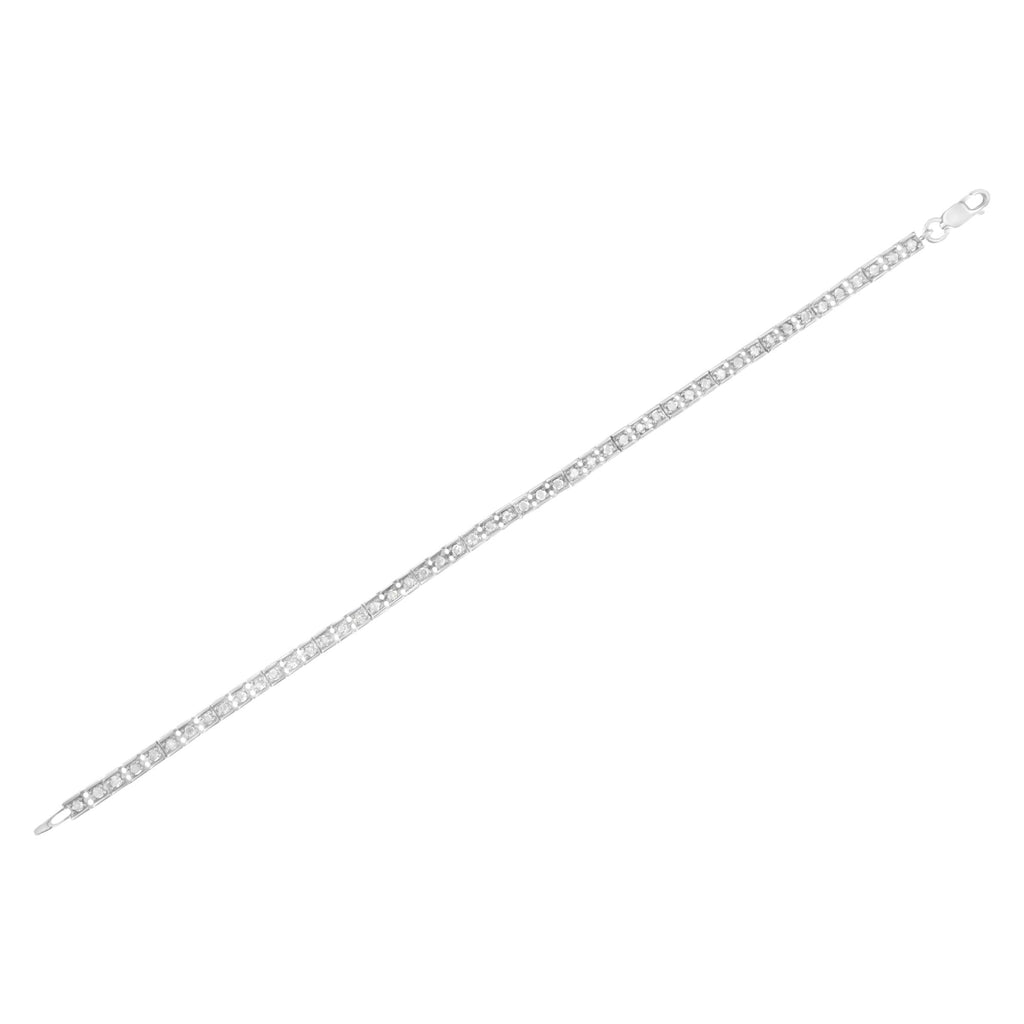 Pulsera de tenis de 18 cm con eslabones híbridos cuadrados de diamantes de 1,0 quilates en plata de ley 925 (color IJ, claridad I2-I3) - Friggin Jewelry