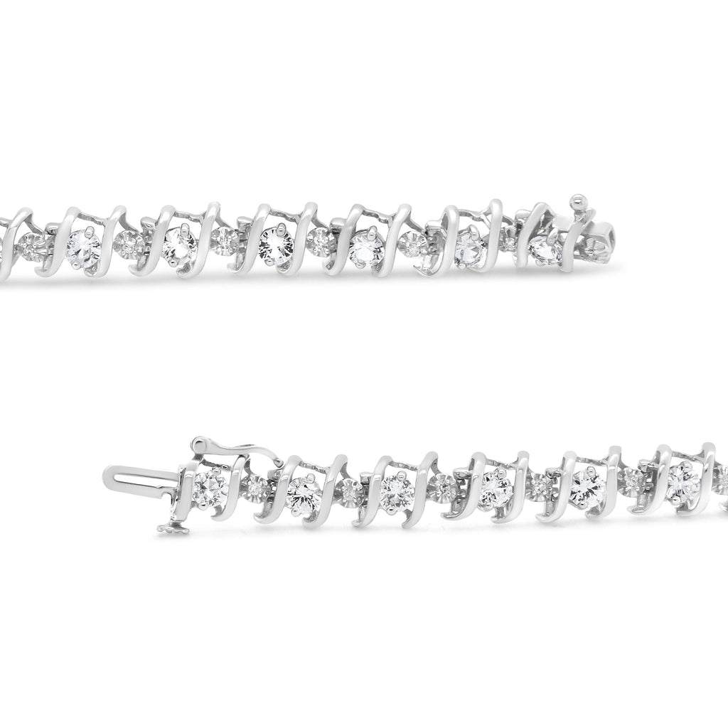 Pulsera de tenis de plata de ley 925 con piedra de nacimiento cultivada en laboratorio y diamantes redondos de 1/6 ct (color HI, claridad I1-I2) - Friggin Jewelry
