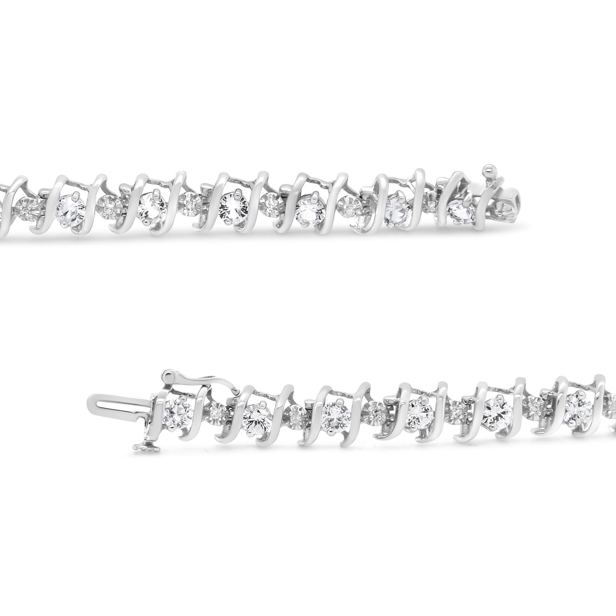 Pulsera de tenis de plata de ley 925 con piedra de nacimiento cultivada en laboratorio y diamantes redondos de 1/6 ct (color HI, claridad I1-I2) - Friggin Jewelry