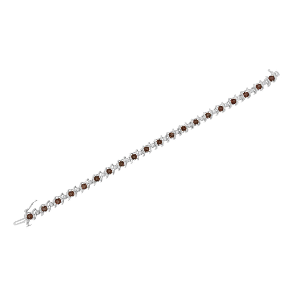 Pulsera de tenis de plata de ley 925 con piedra de nacimiento cultivada en laboratorio y diamantes redondos de 1/6 ct (color HI, claridad I1-I2) - Friggin Jewelry